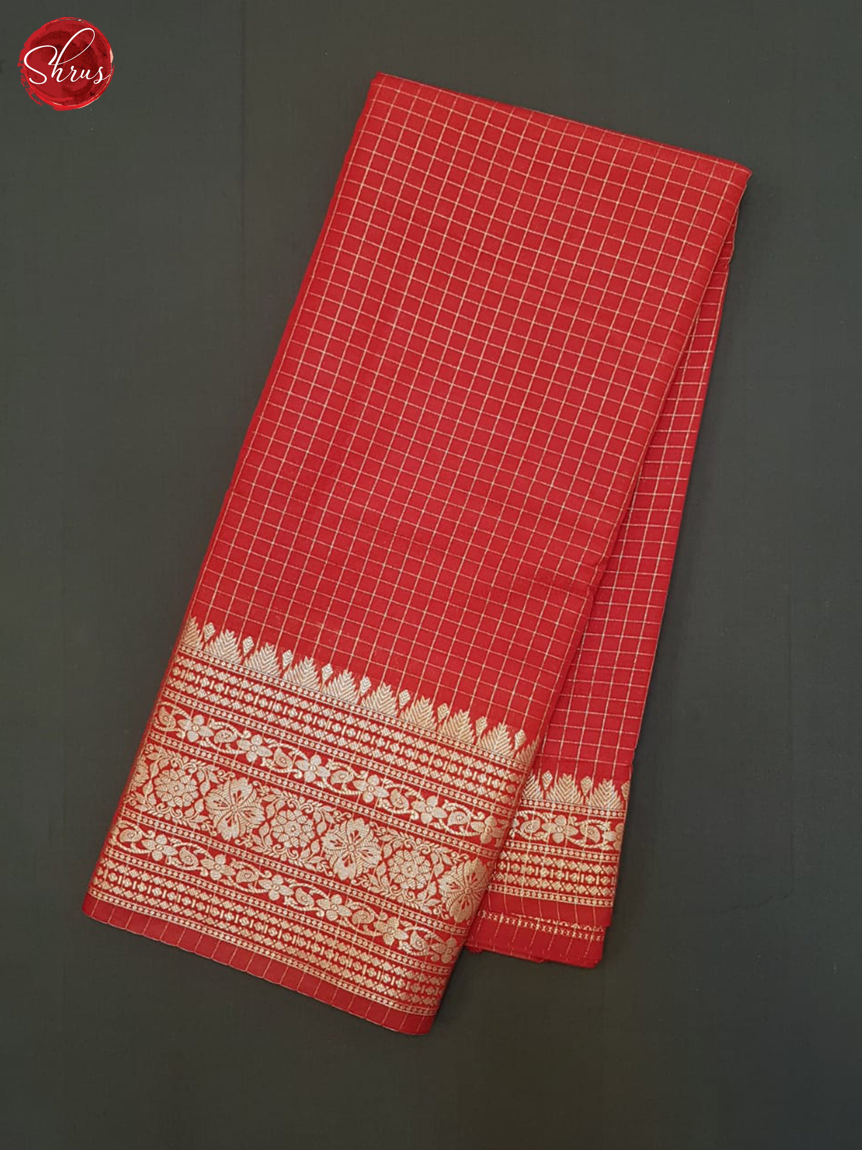 Red(Single Tone)- Semi Dupion Saree - Shop on ShrusEternity.com
