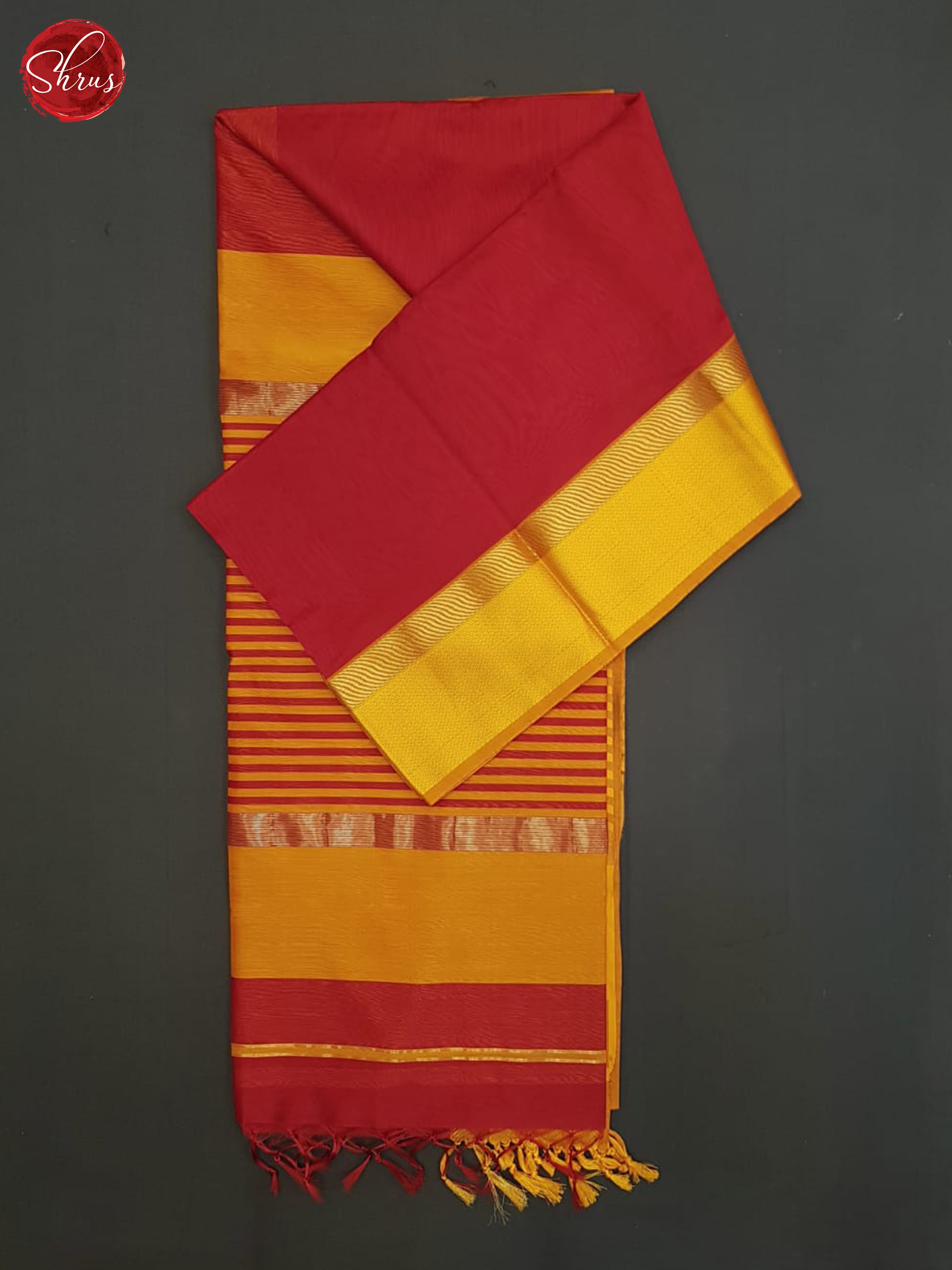 Red And Orange- Maheshwari Silk Cotton Saree - Shop on ShrusEternity.com