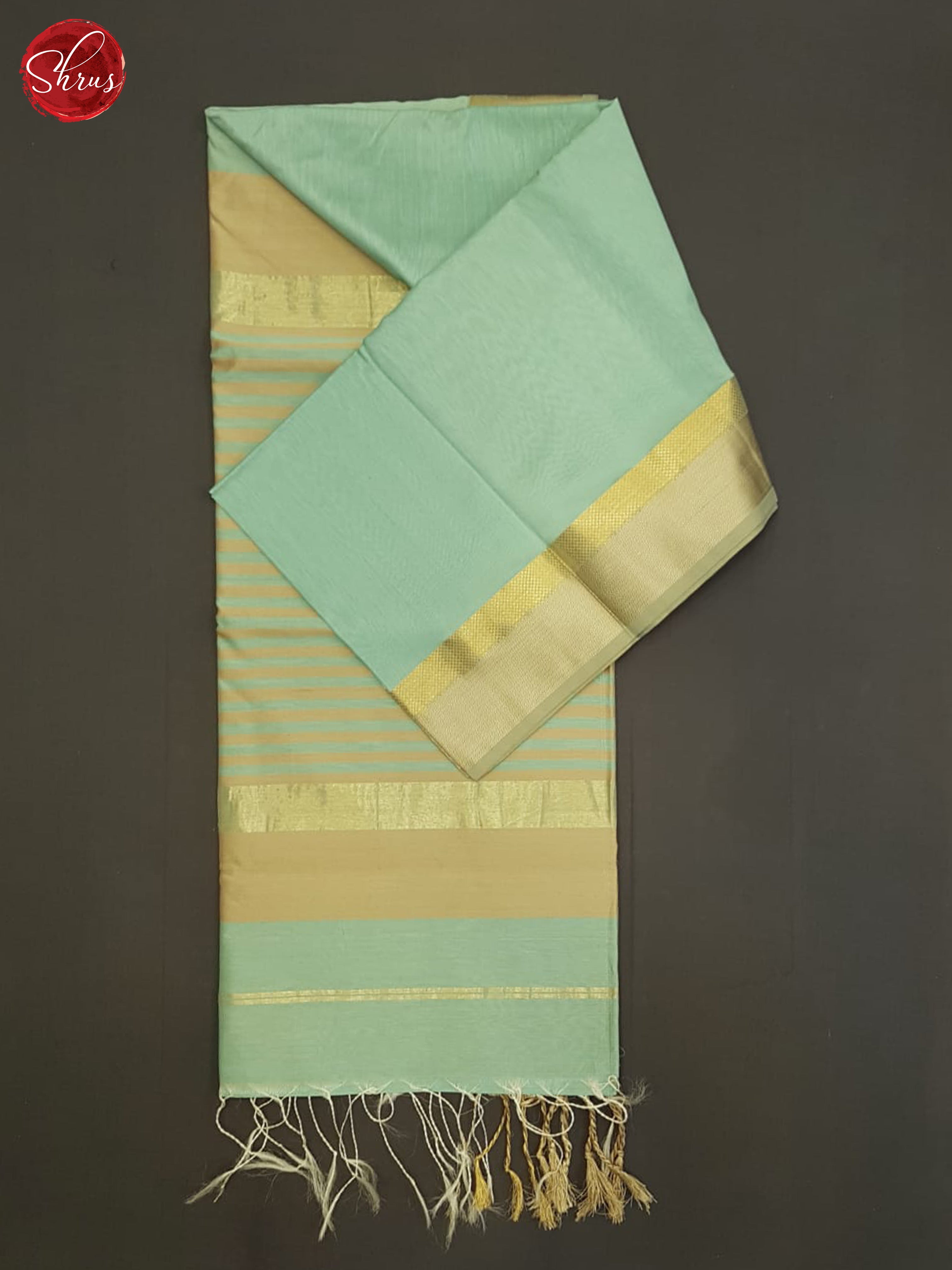 Pastel Blue And Beige- Maheshwari silk Cotton Saree - Shop on ShrusEternity.com