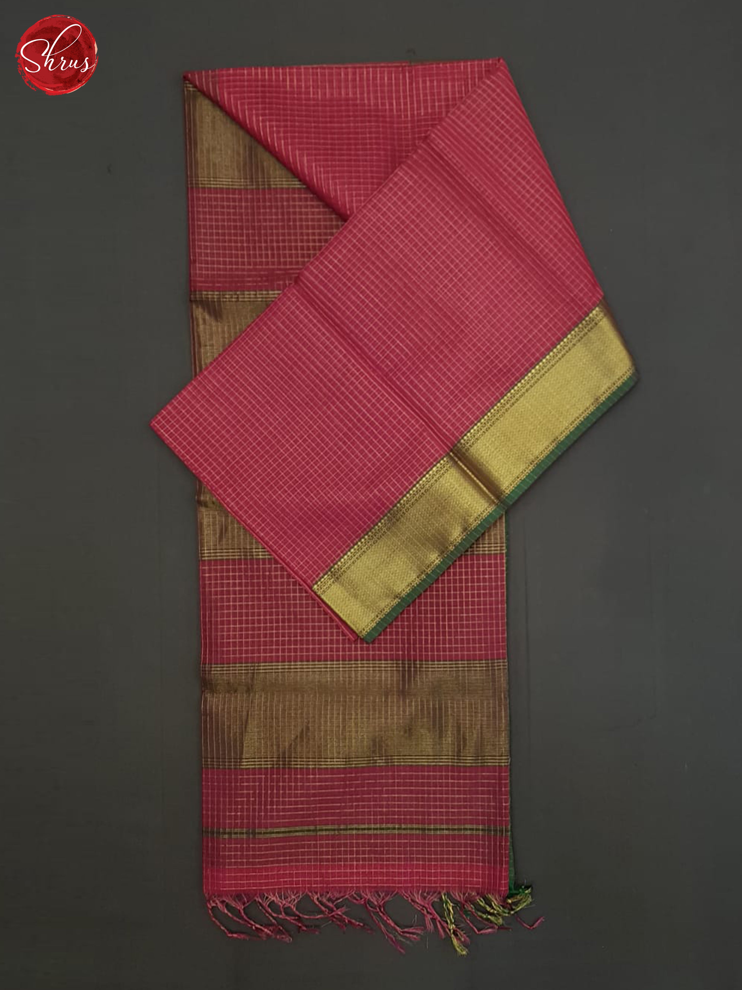 Majenta Pink And Green- Maheshwari Silk Cotton Saree - Shop on ShrusEternity.com