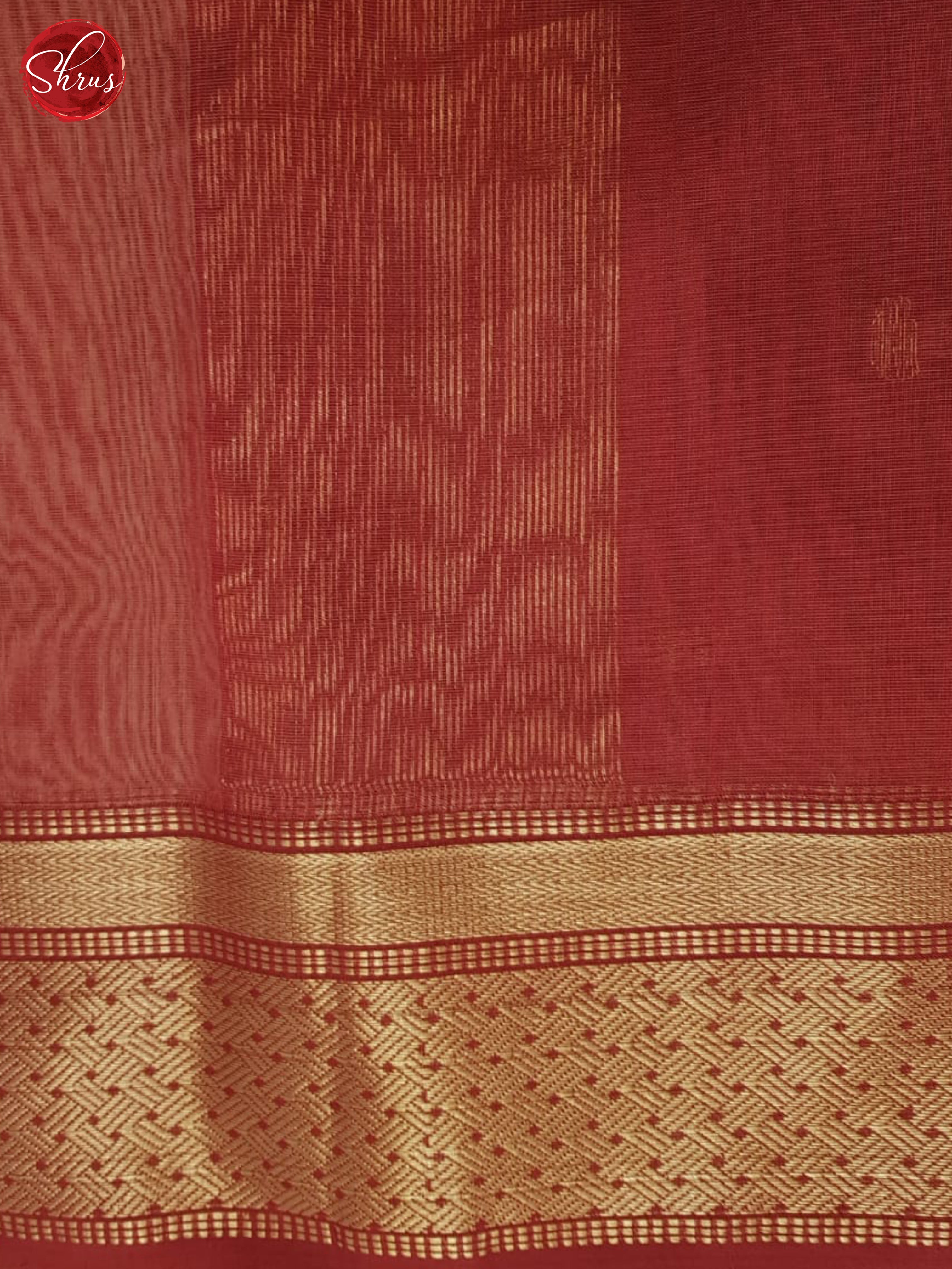 Beige And Maroon- Maheshwari Silk Cotton Saree - Shop on ShrusEternity.com