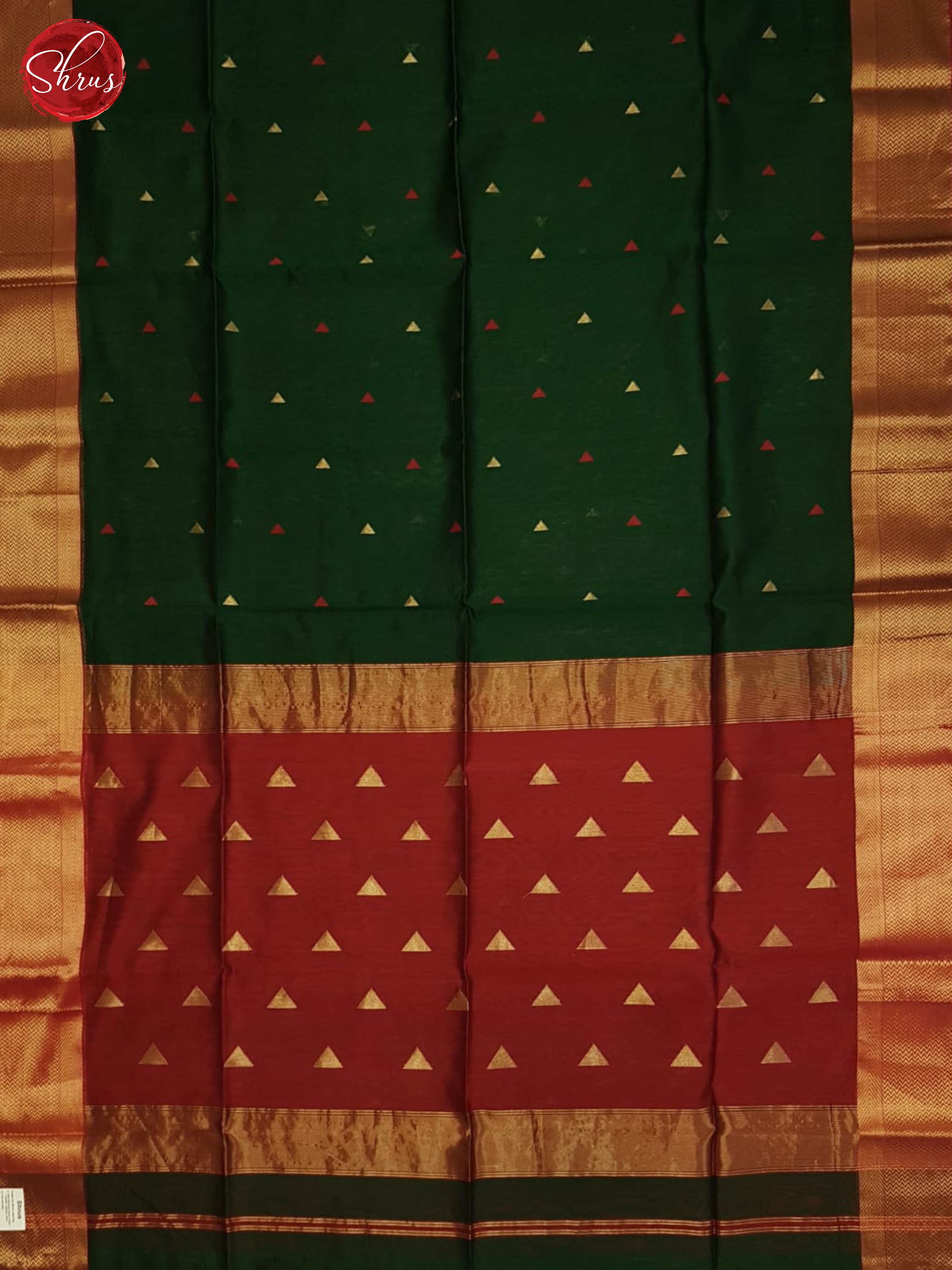 Green And Red- Maheshwari Silk Cotton Saree - Shop on ShrusEternity.com