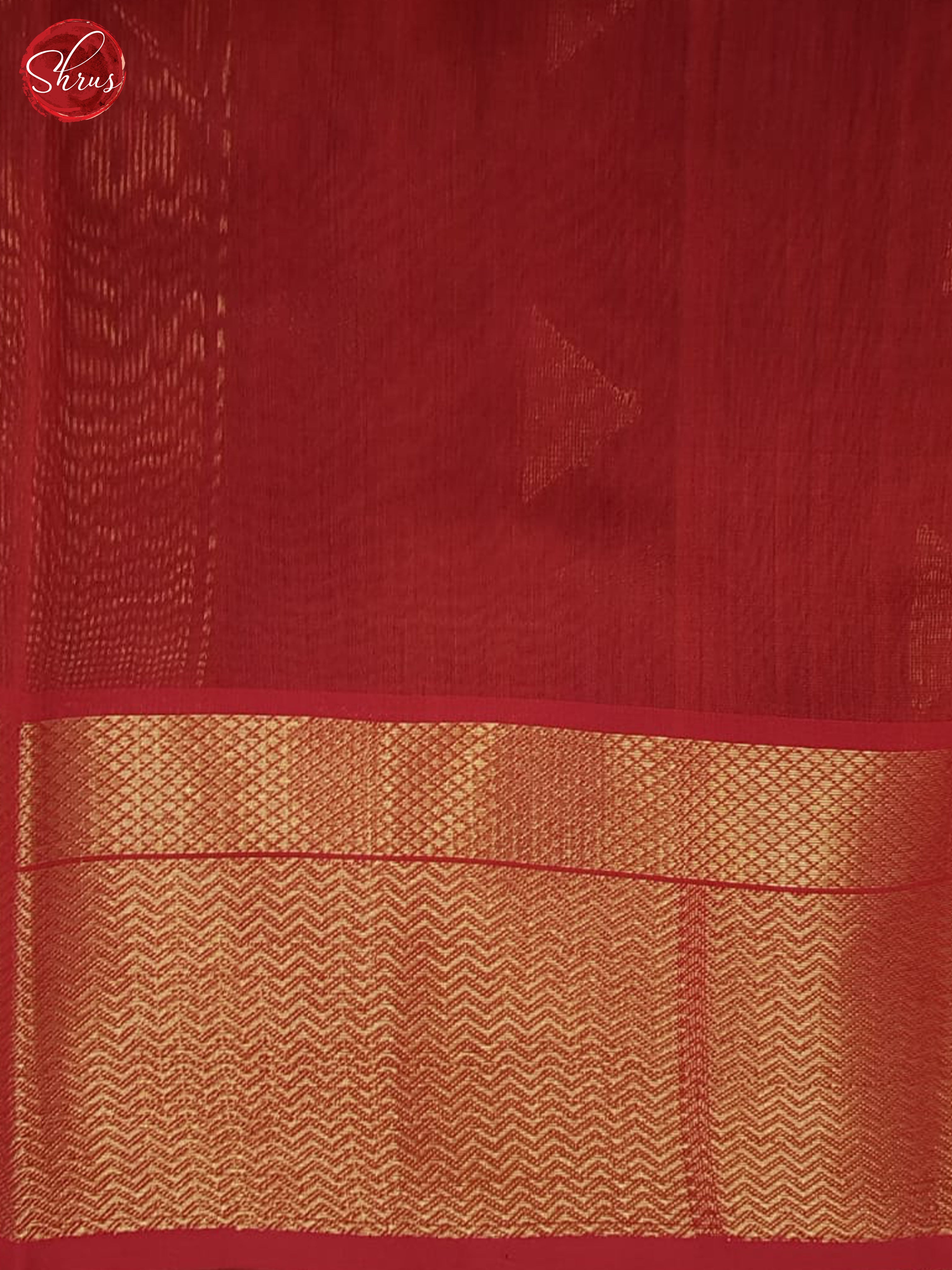 Elachi Greenish Grey And Red-Maheshwari Silk cotton Saree - Shop on ShrusEternity.com