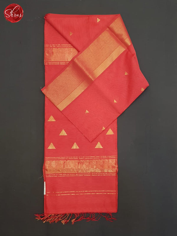 Orangish Pink(Single Tone)- Maheshwari Silk Cotton Saree - Shop on ShrusEternity.com