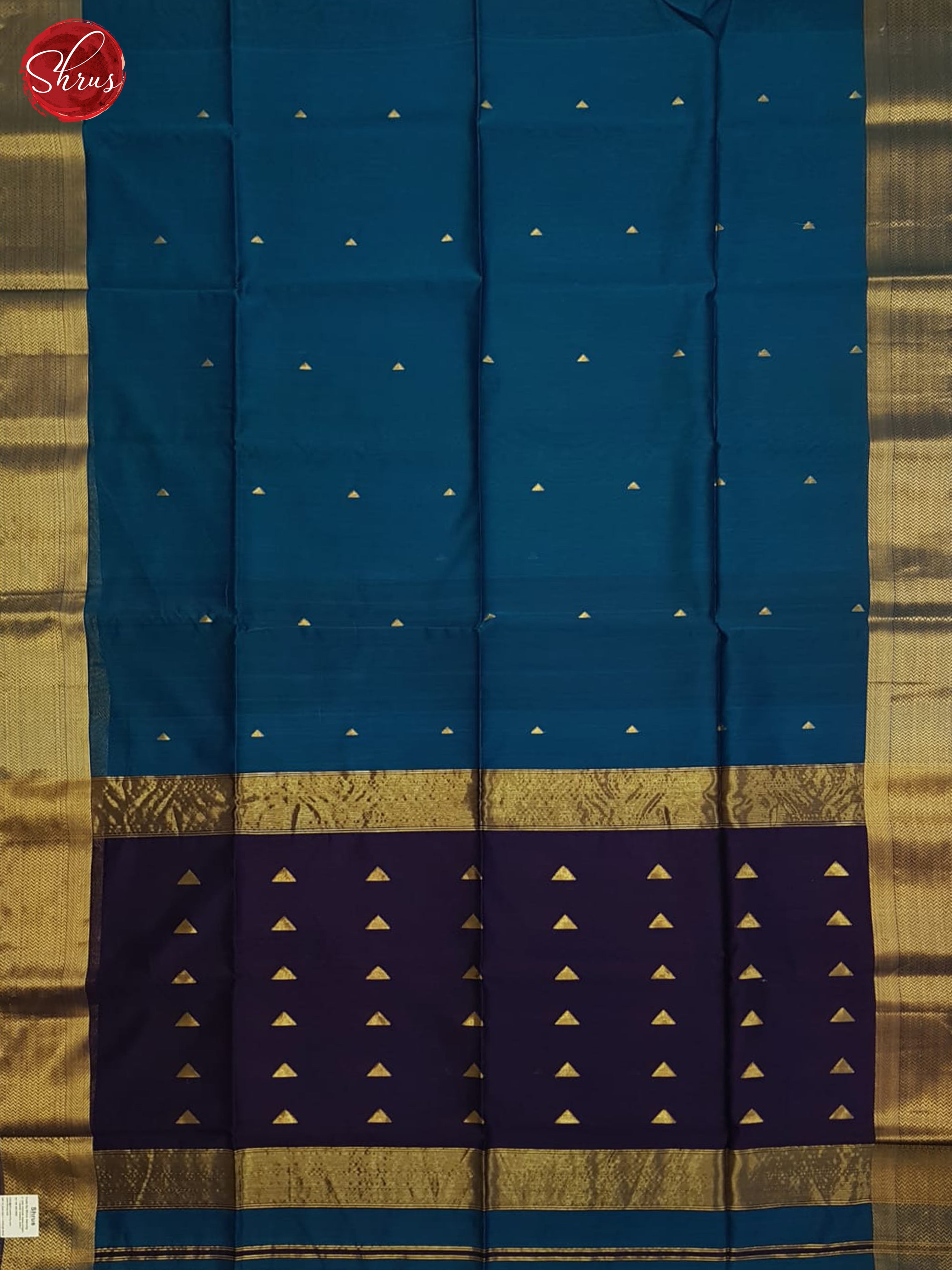 Blue And Vadamalli- Maheshwari Silk Cotton Saree - Shop on ShrusEternity.com