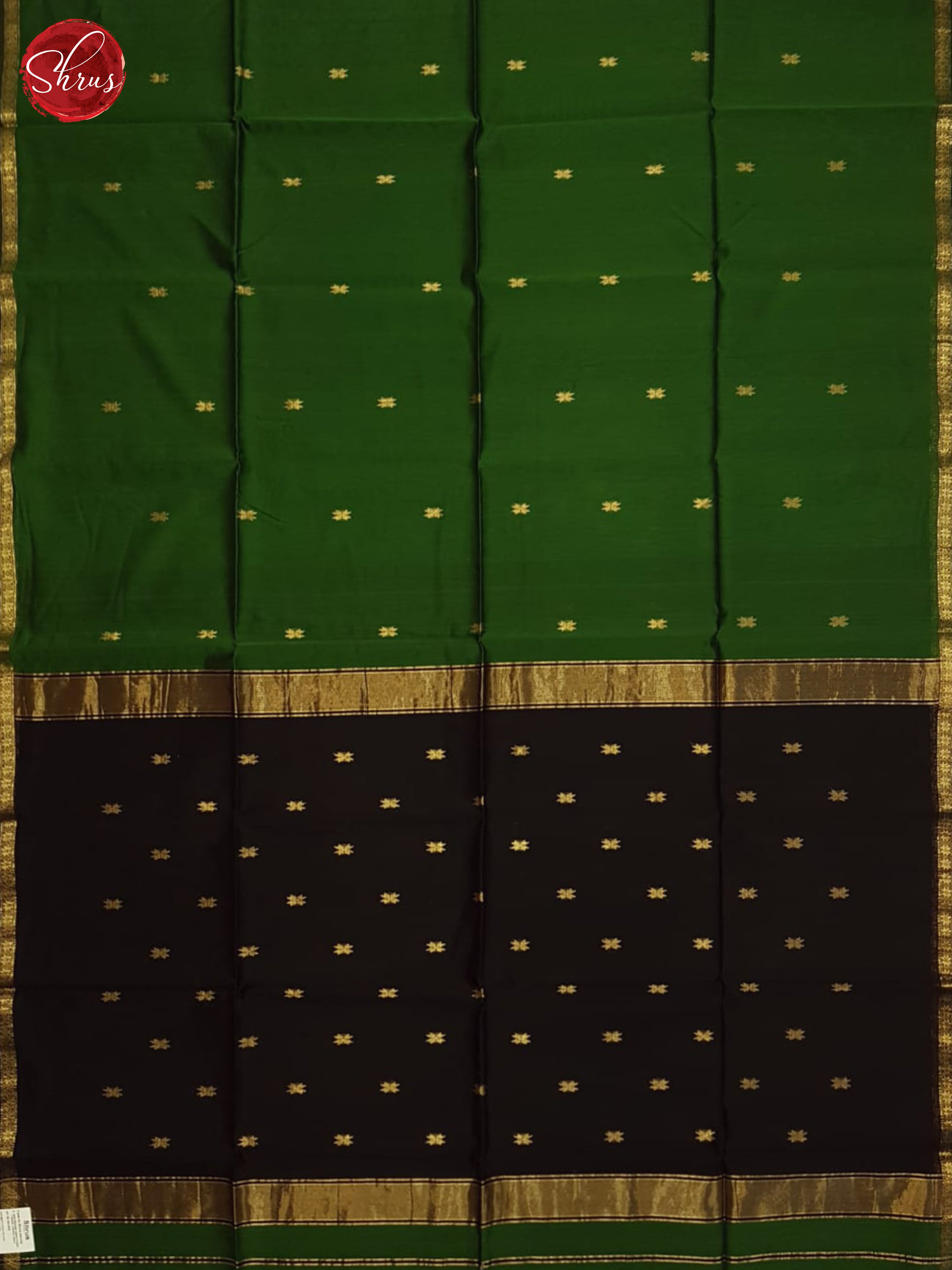 Green And Black-Maheshwari Silk Cotton Saree - Shop on ShrusEternity.com