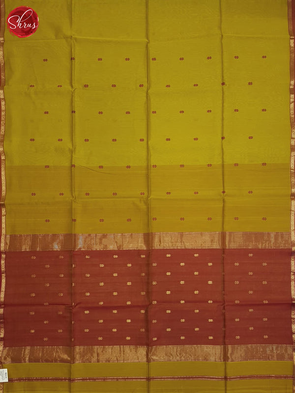 Mathulir Green And Brick Red- Maheshwari Silk Cotton Saree - Shop on ShrusEternity.com