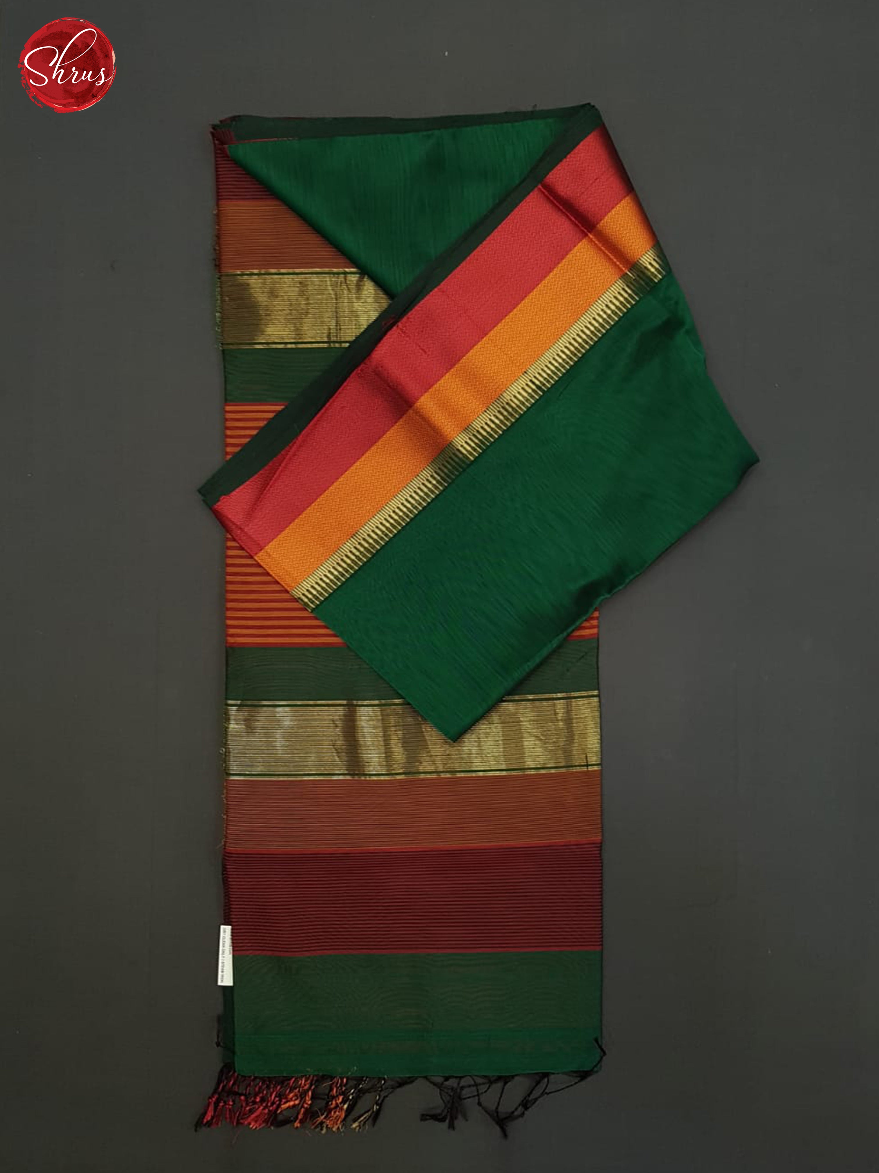 Green And Red- Maheshwari Silk Cotton Saree - Shop on ShrusEternity.com