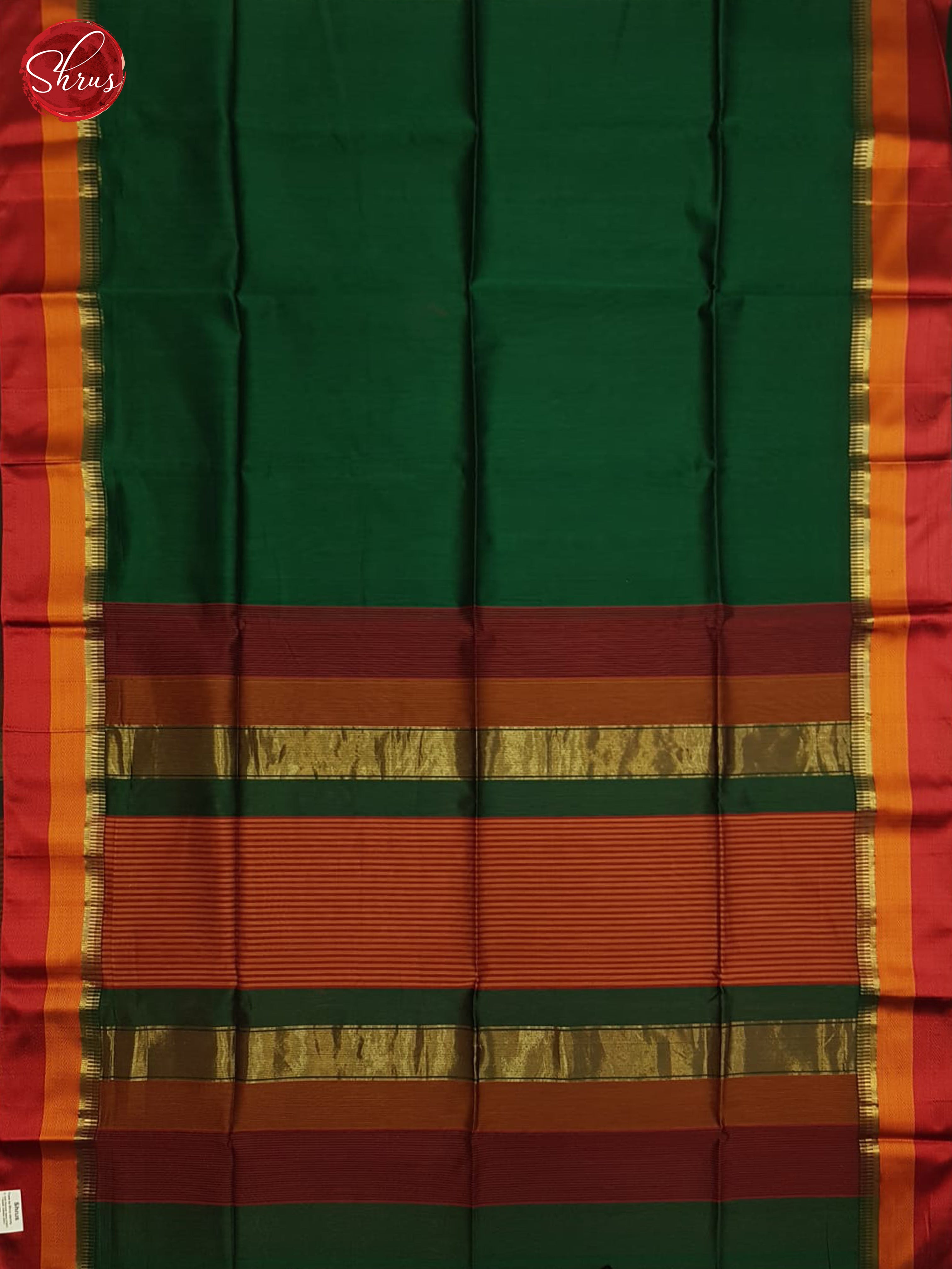 Green And Red- Maheshwari Silk Cotton Saree - Shop on ShrusEternity.com