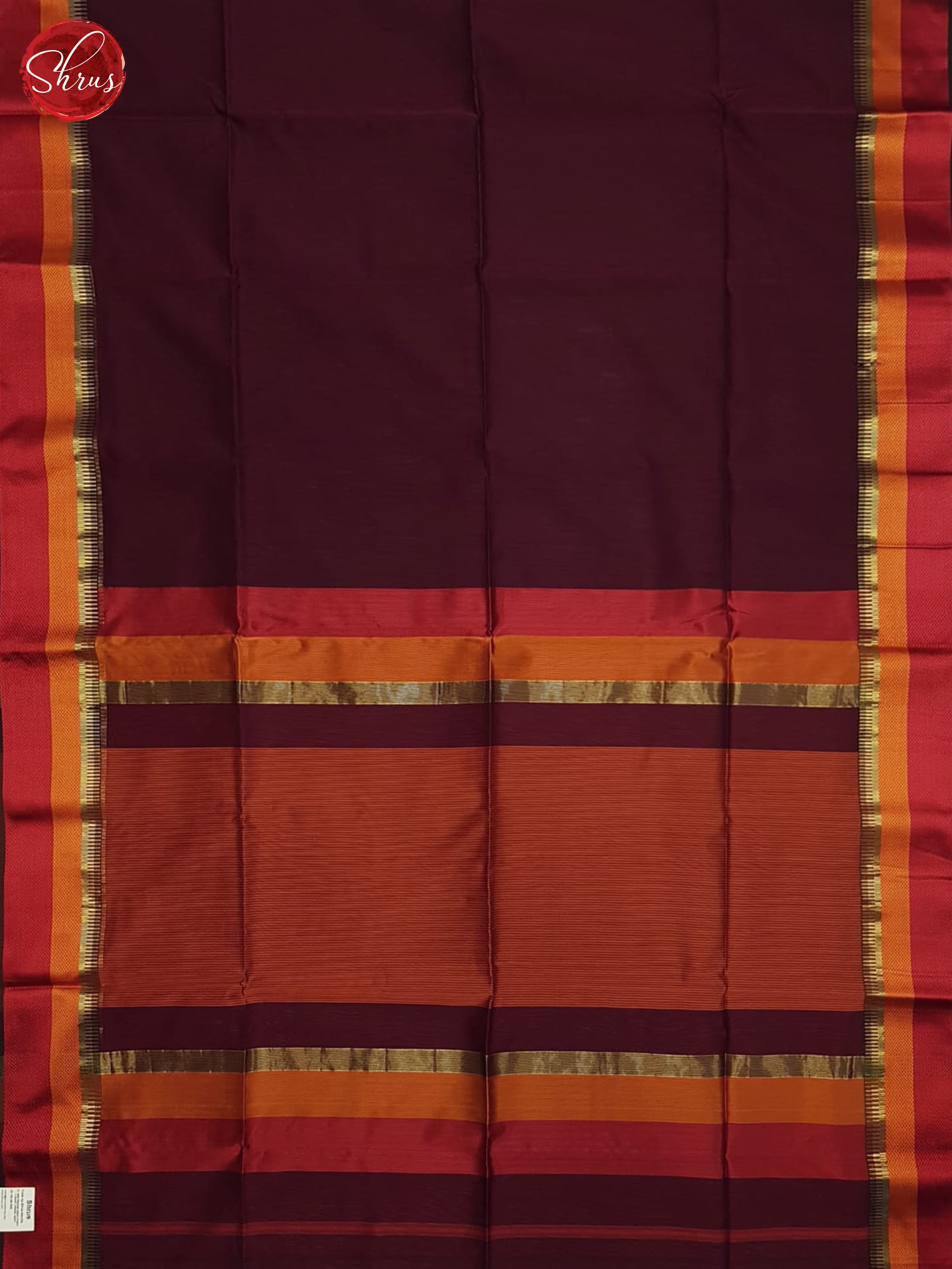 Deep Wine And Brick Red- Maheshwari Silk Cotton saree - Shop on ShrusEternity.com