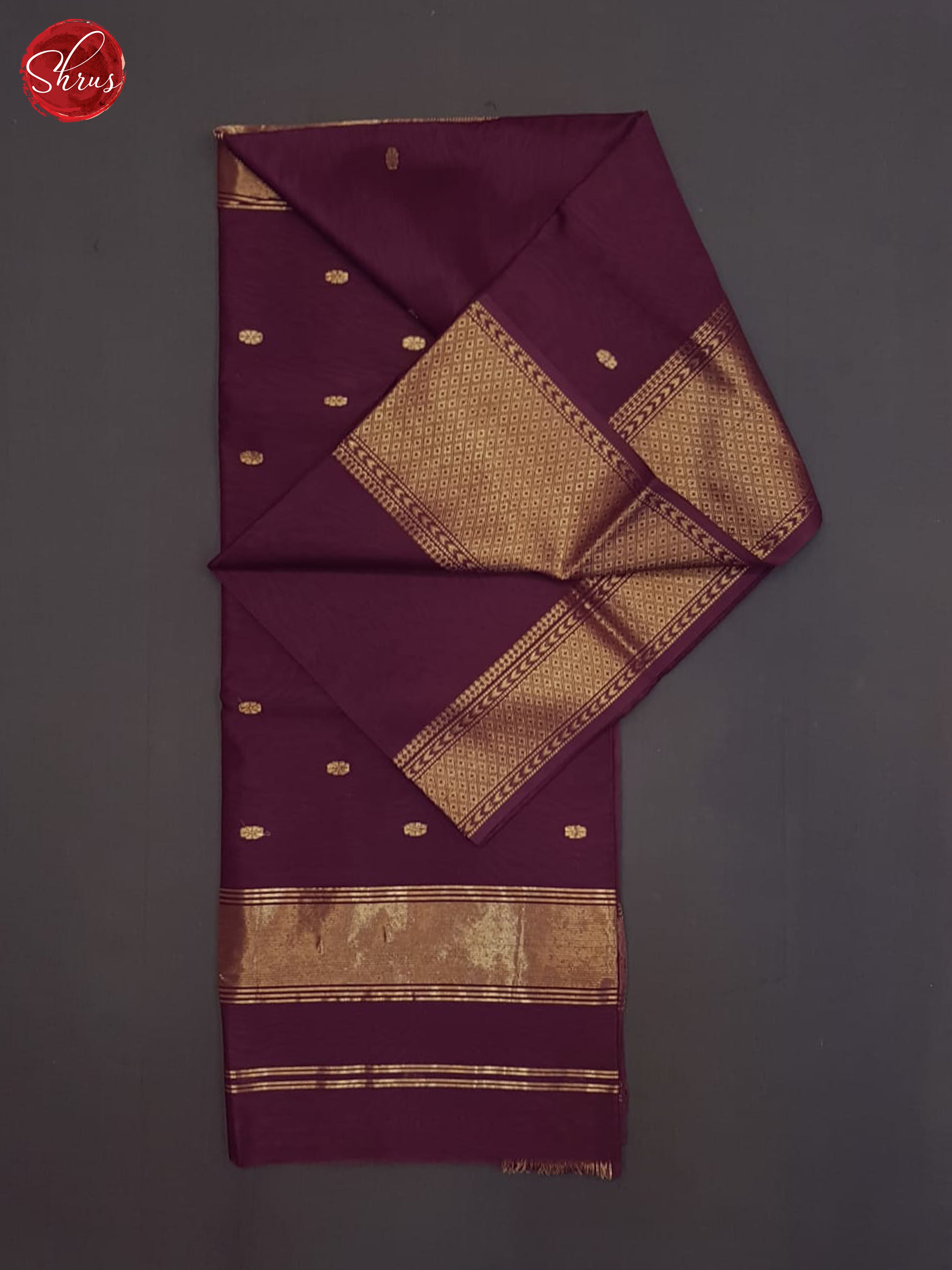 Deep Wine(Single Tone)- Maheshwari Silk Cotton saree - Shop on ShrusEternity.com