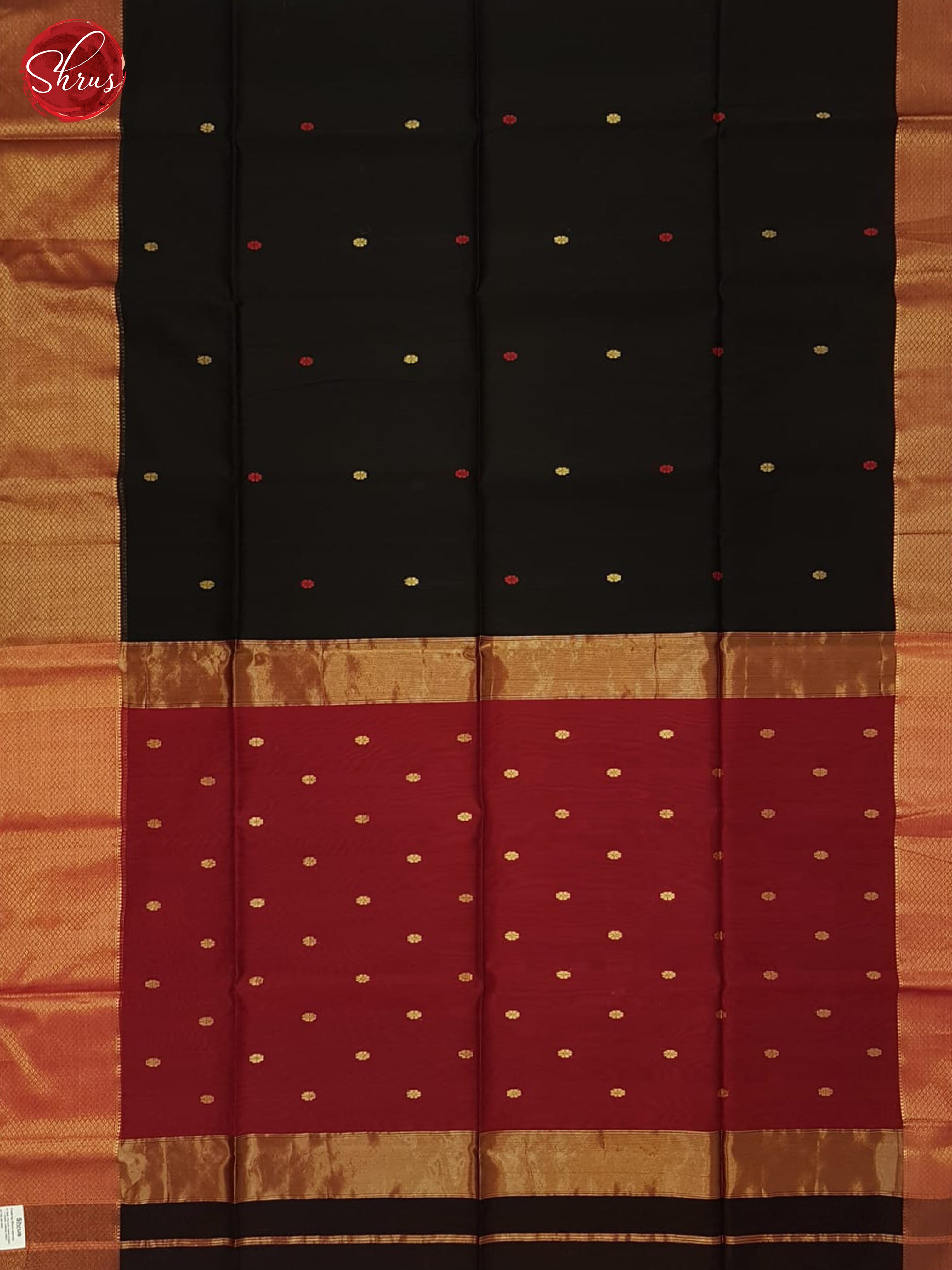 Black & Red - Maheshwari Silk Cotton saree - Shop on ShrusEternity.com