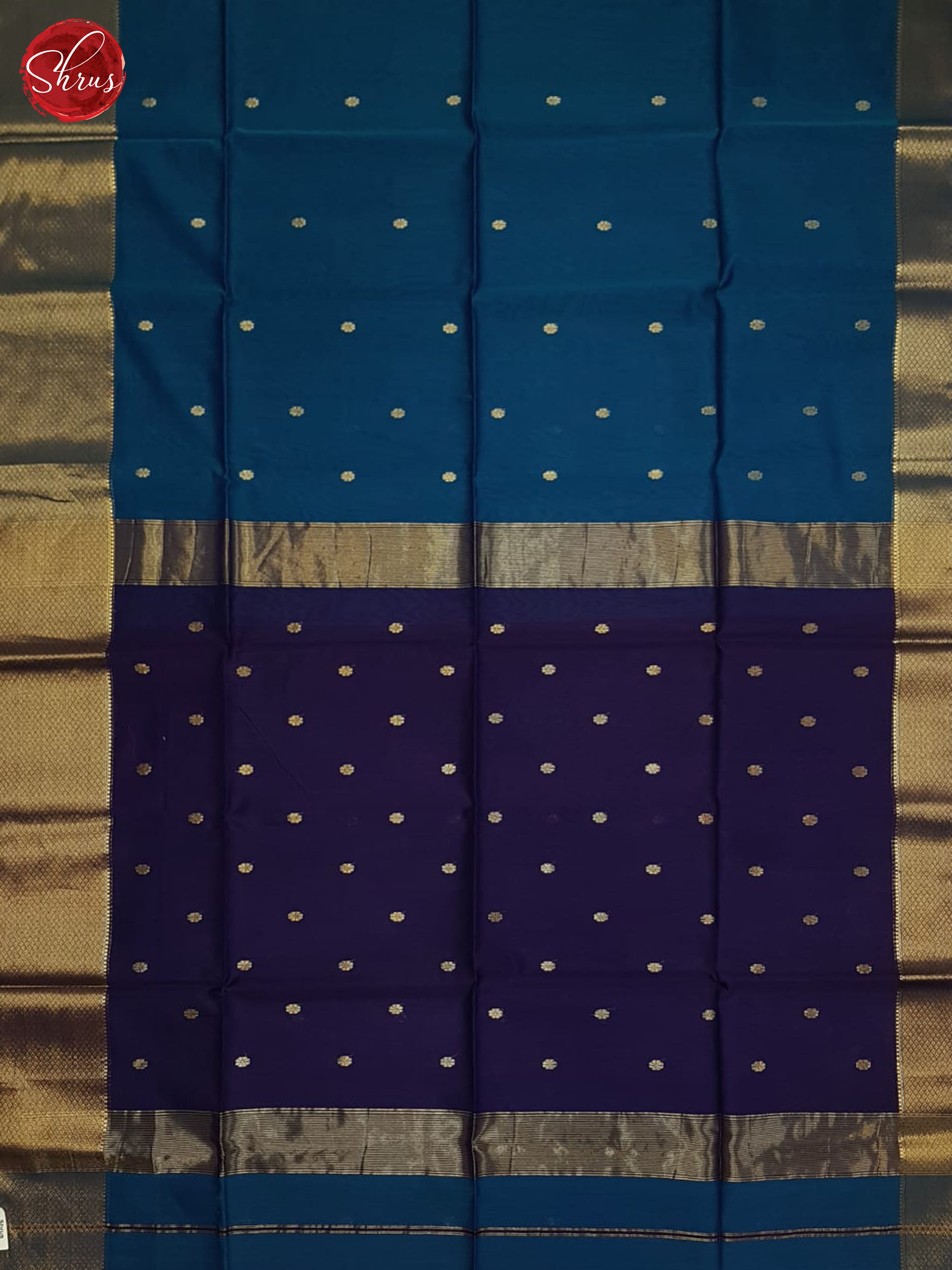 Blue And Purple- Maheshwari Silk Cotton Saree - Shop on ShrusEternity.com