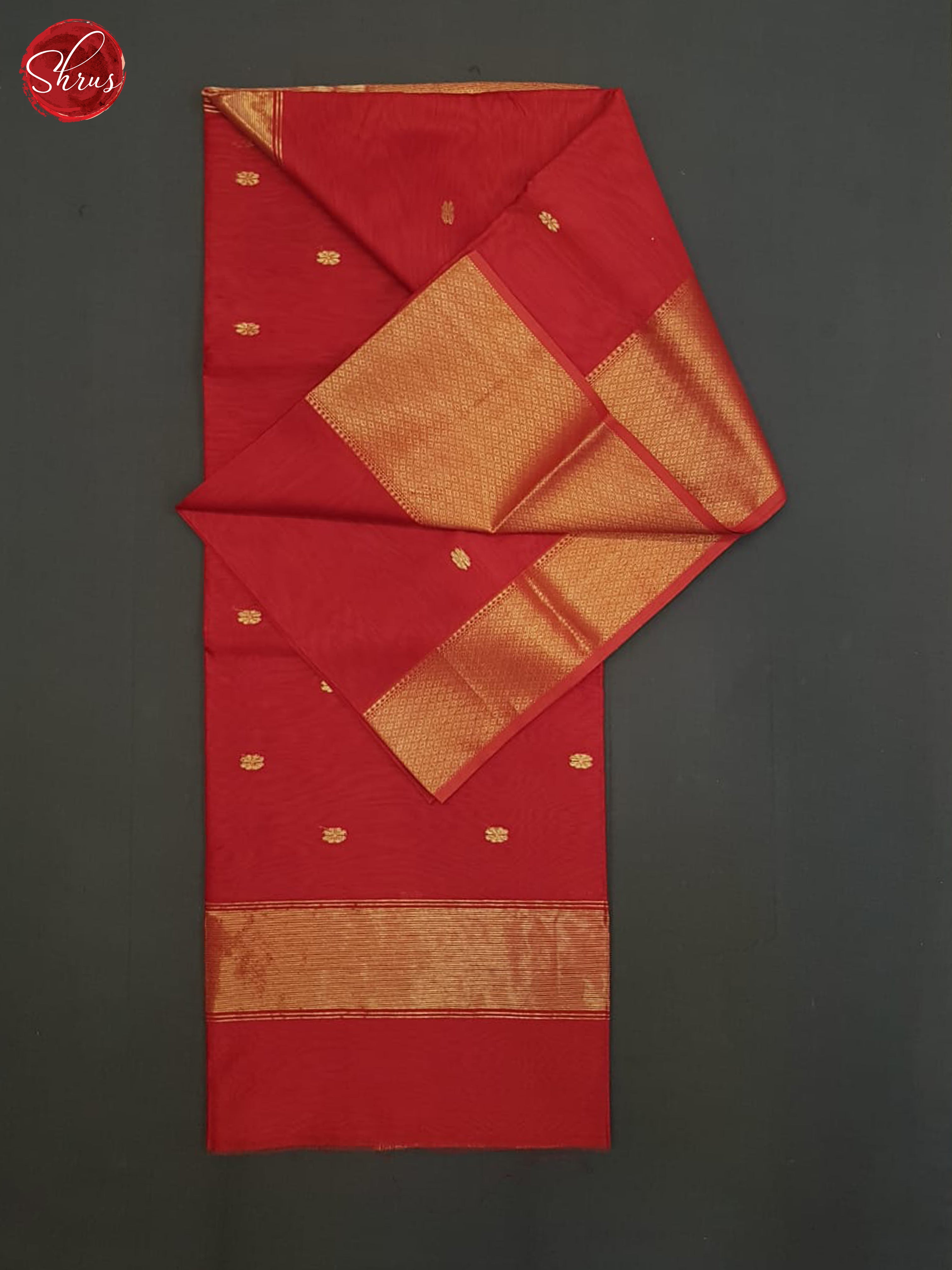 Red(Single Tone)- Maheshwari Silk Cotton Saree - Shop on ShrusEternity.com