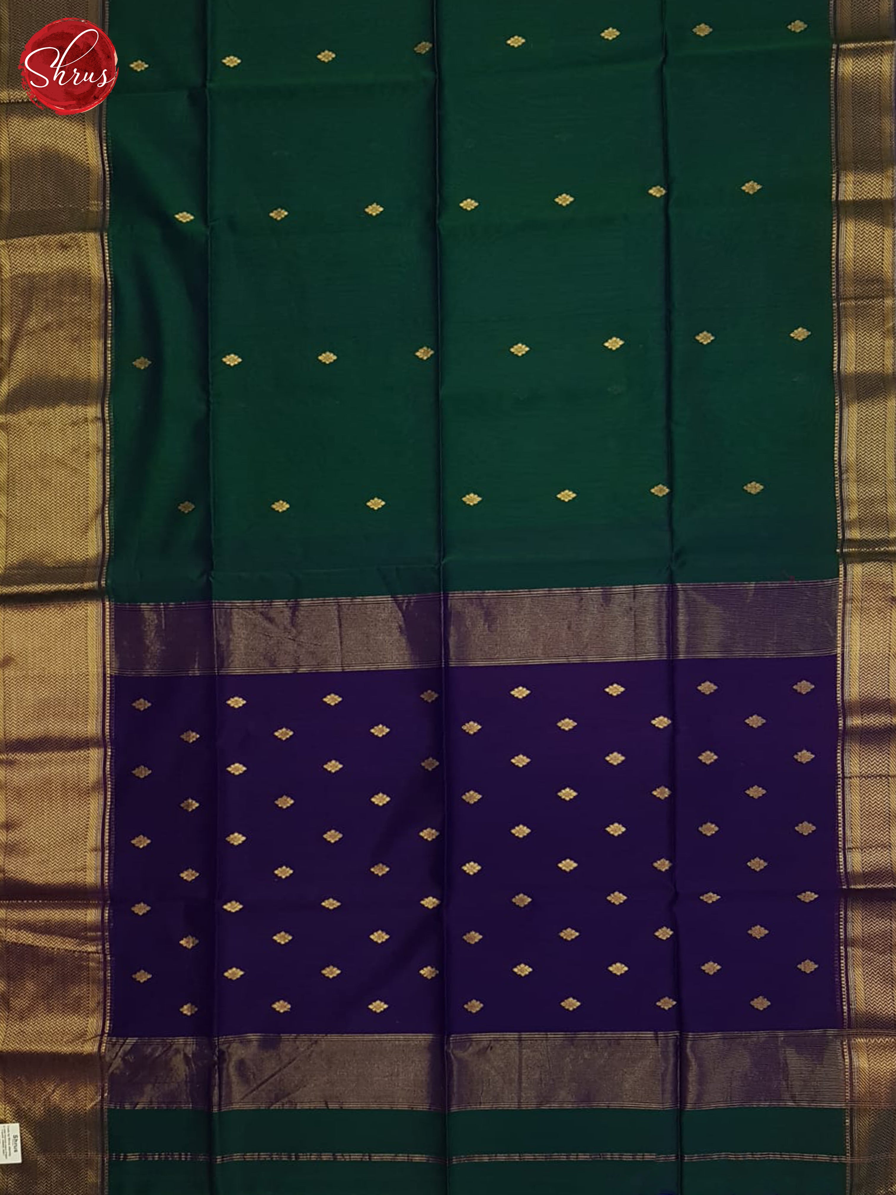 Green And Blue- Maheshwari Silk Cotton Saree - Shop on ShrusEternity.com