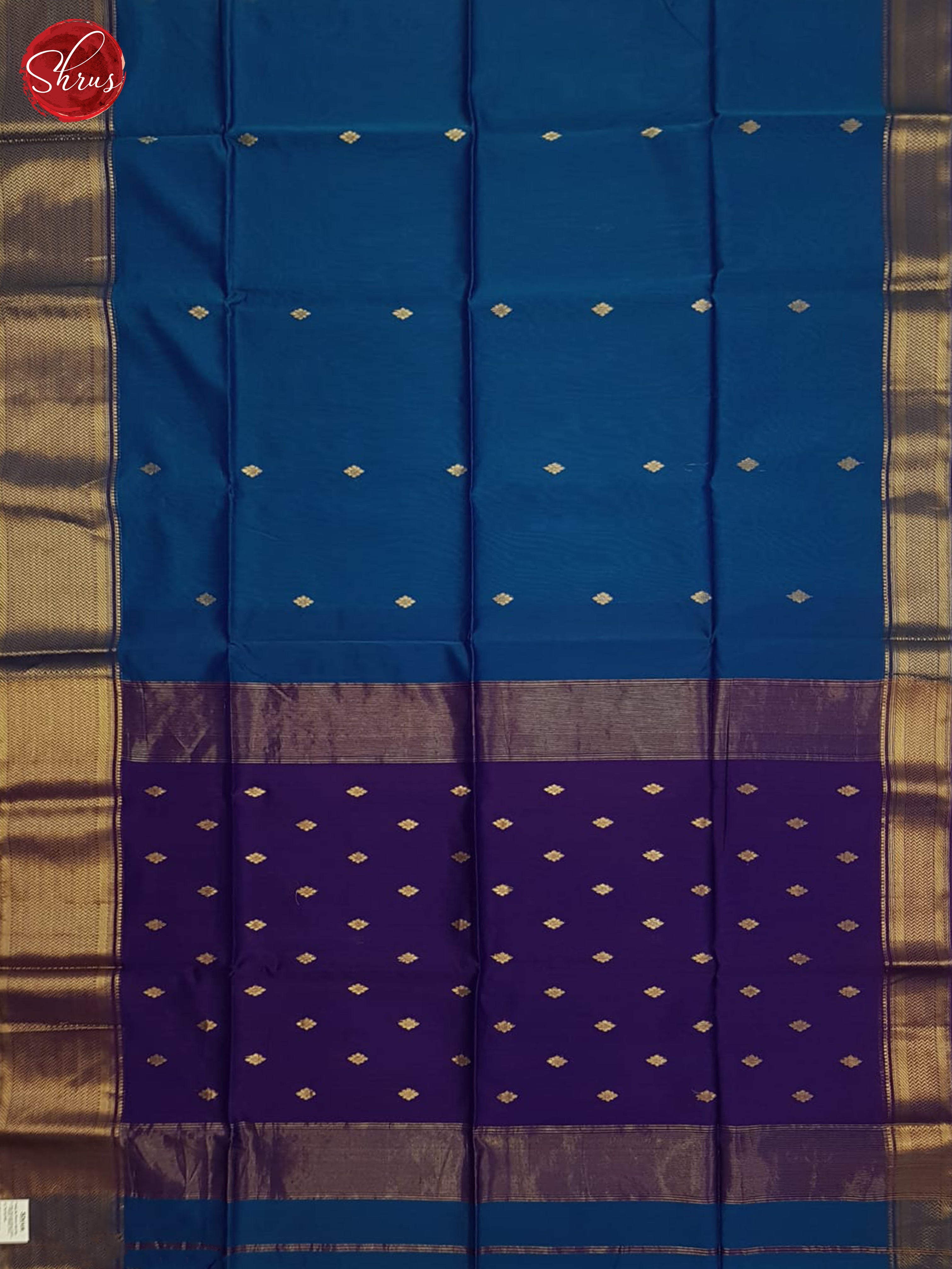 Blue And Purple- Maheshwari Silk Cotton Saree - Shop on ShrusEternity.com