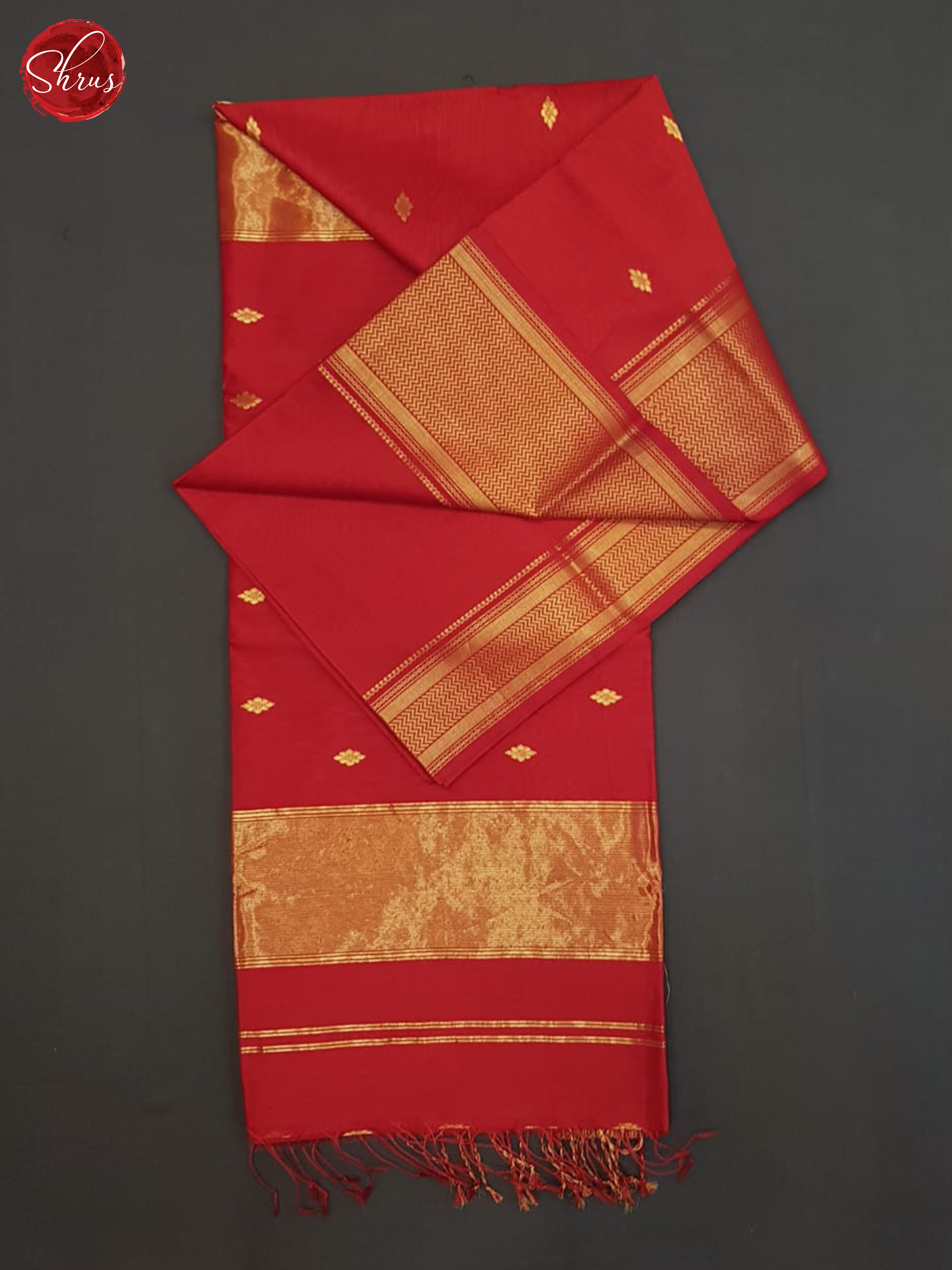 Red(Single Tone)- Maheshwari Silk Cotton Saree - Shop on ShrusEternity.com