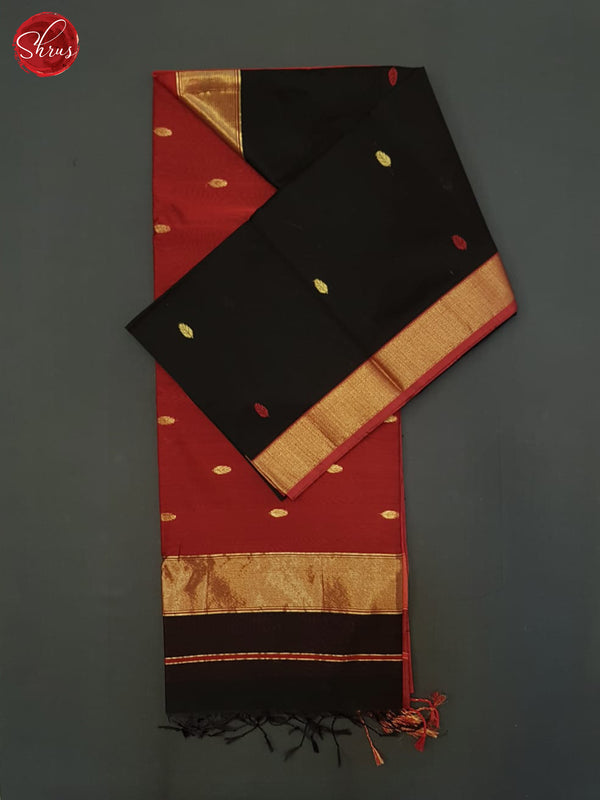Black And Araku Maroon- Maheshwari Silk Cotton Saree - Shop on ShrusEternity.com