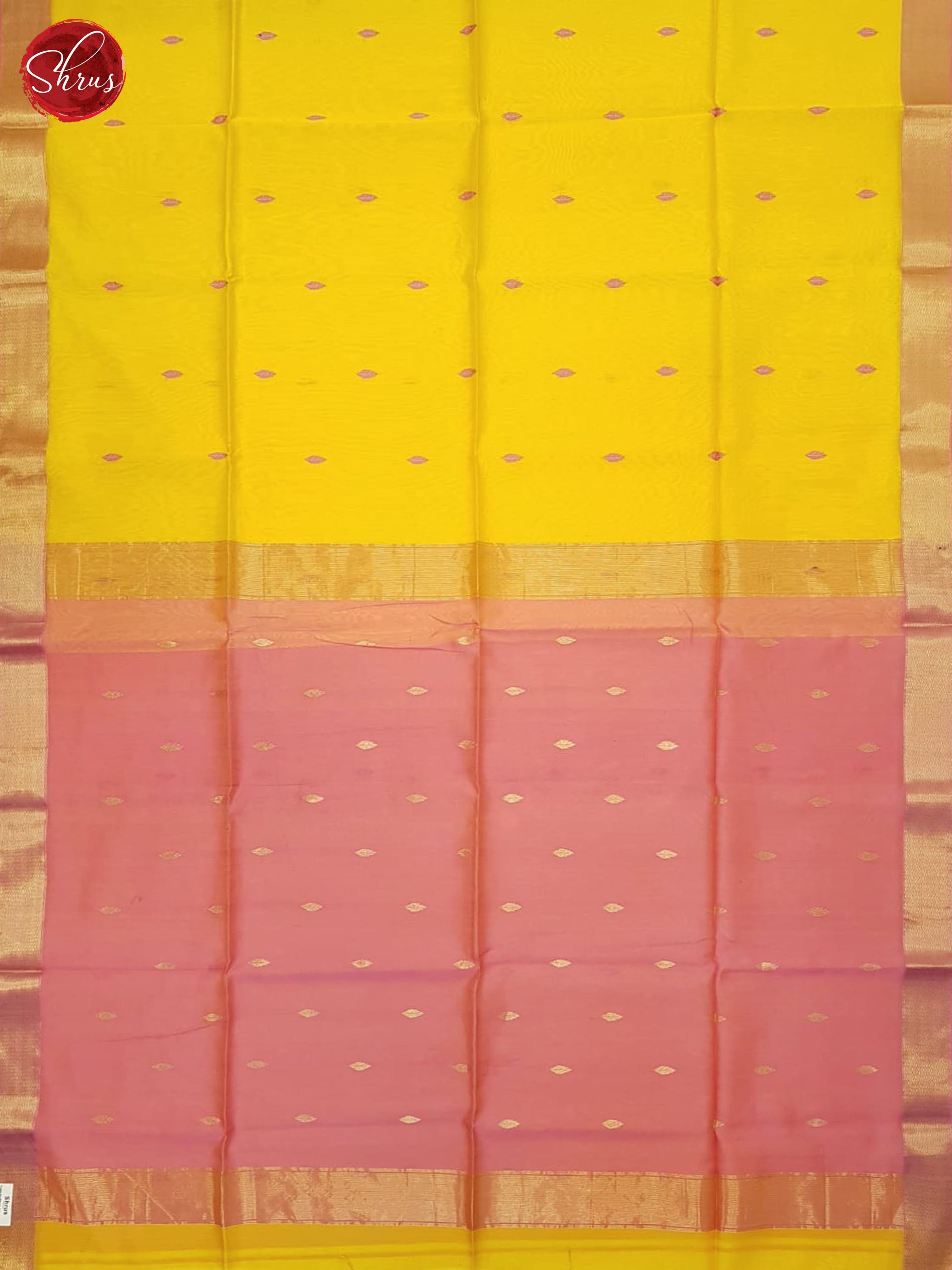 Yellow And Pink- Maheshwari Silk Cotton Saree - Shop on ShrusEternity.com