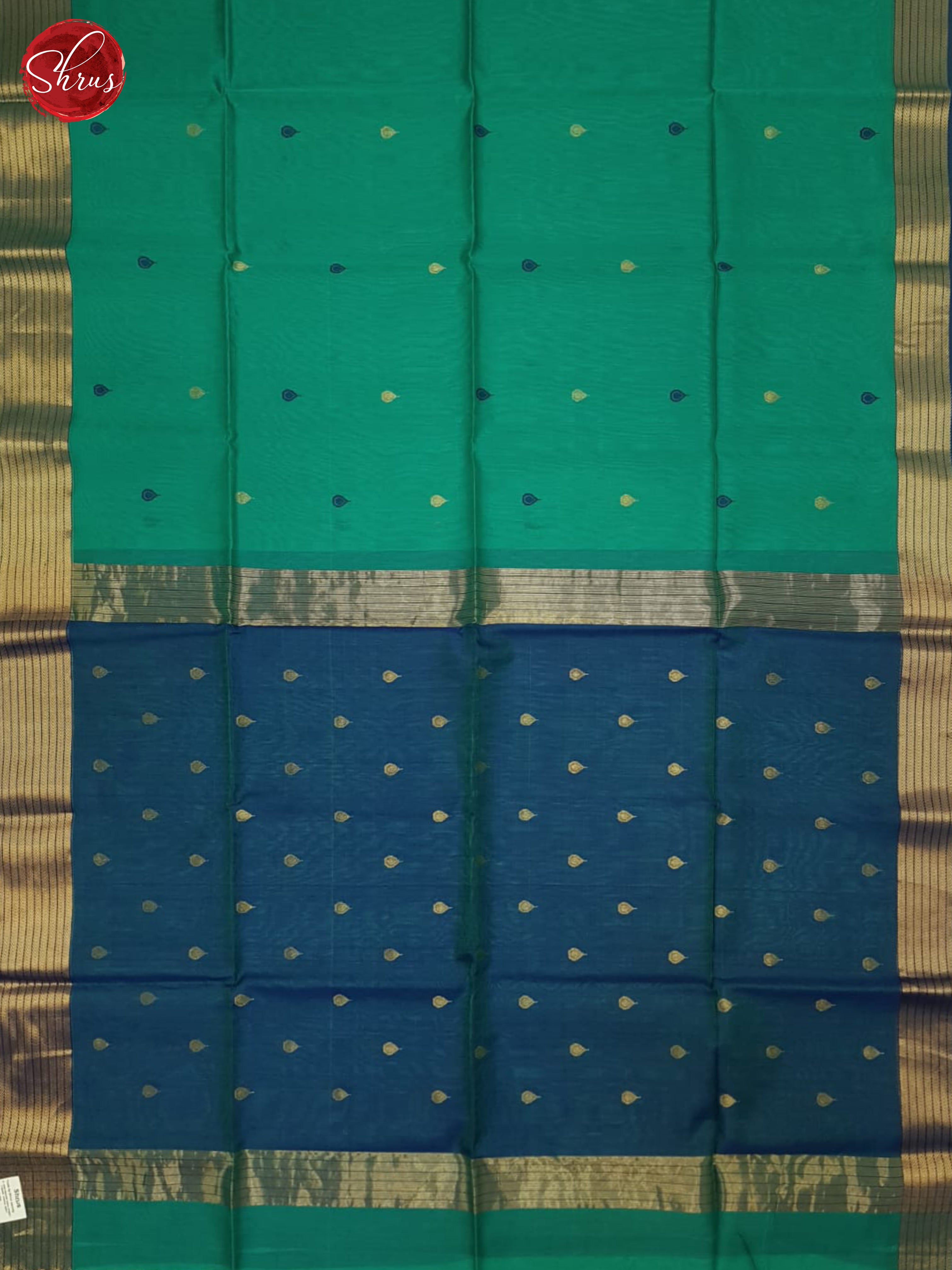 Green And Blue- Maheshwari Silk Cotton Saree - Shop on ShrusEternity.com