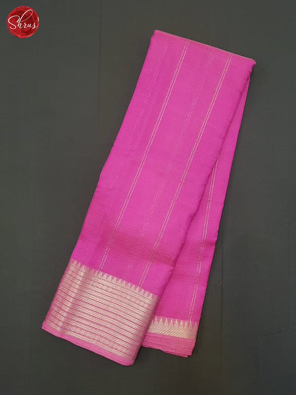 Tvis and Bliss. Yellow and Pink checks silver Kanchi Border Mangalagiri  Silk Saree