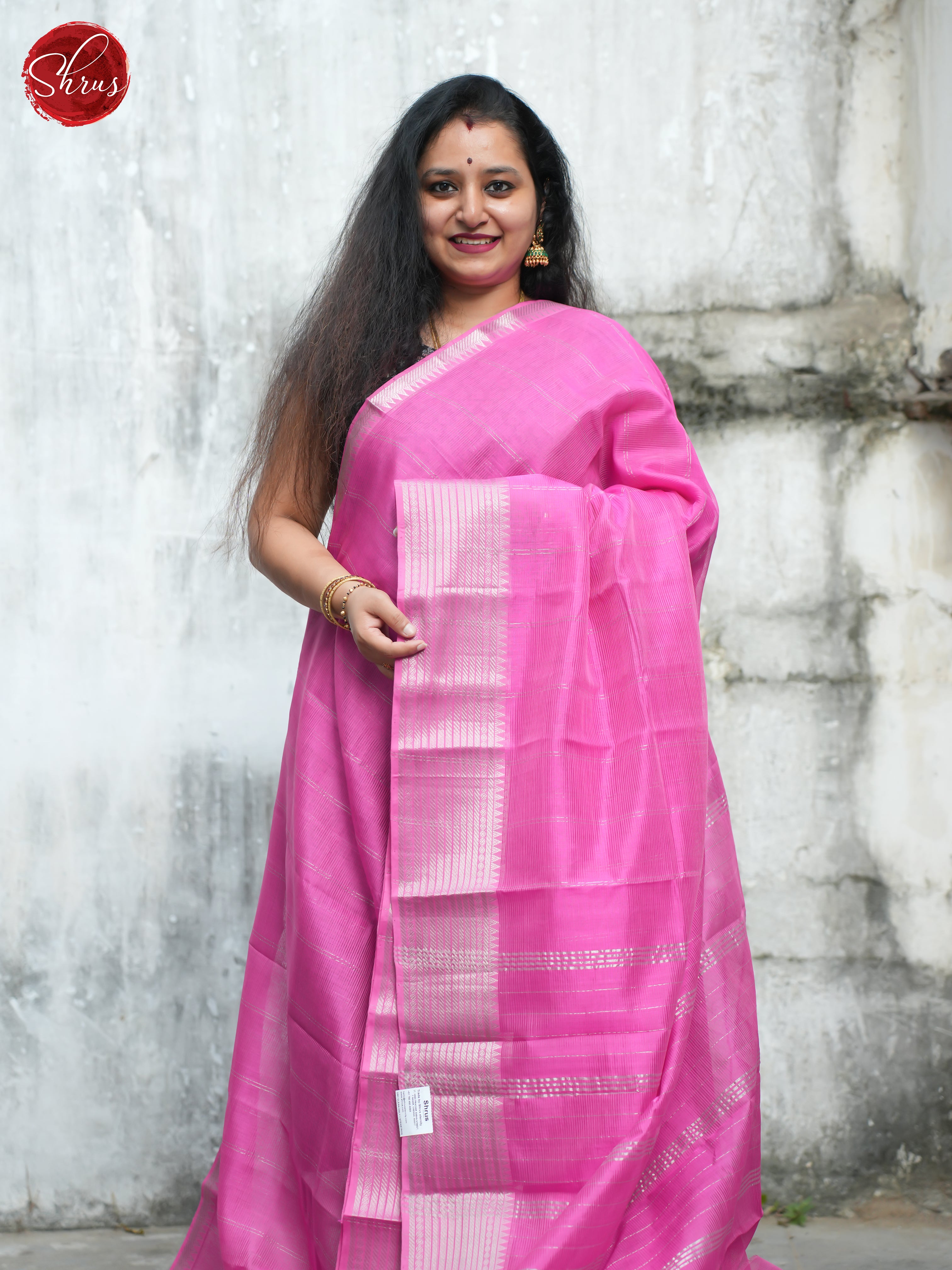 Pink(Single Tone)- Mangalagiri Silk Cotton saree - Shop on ShrusEternity.com