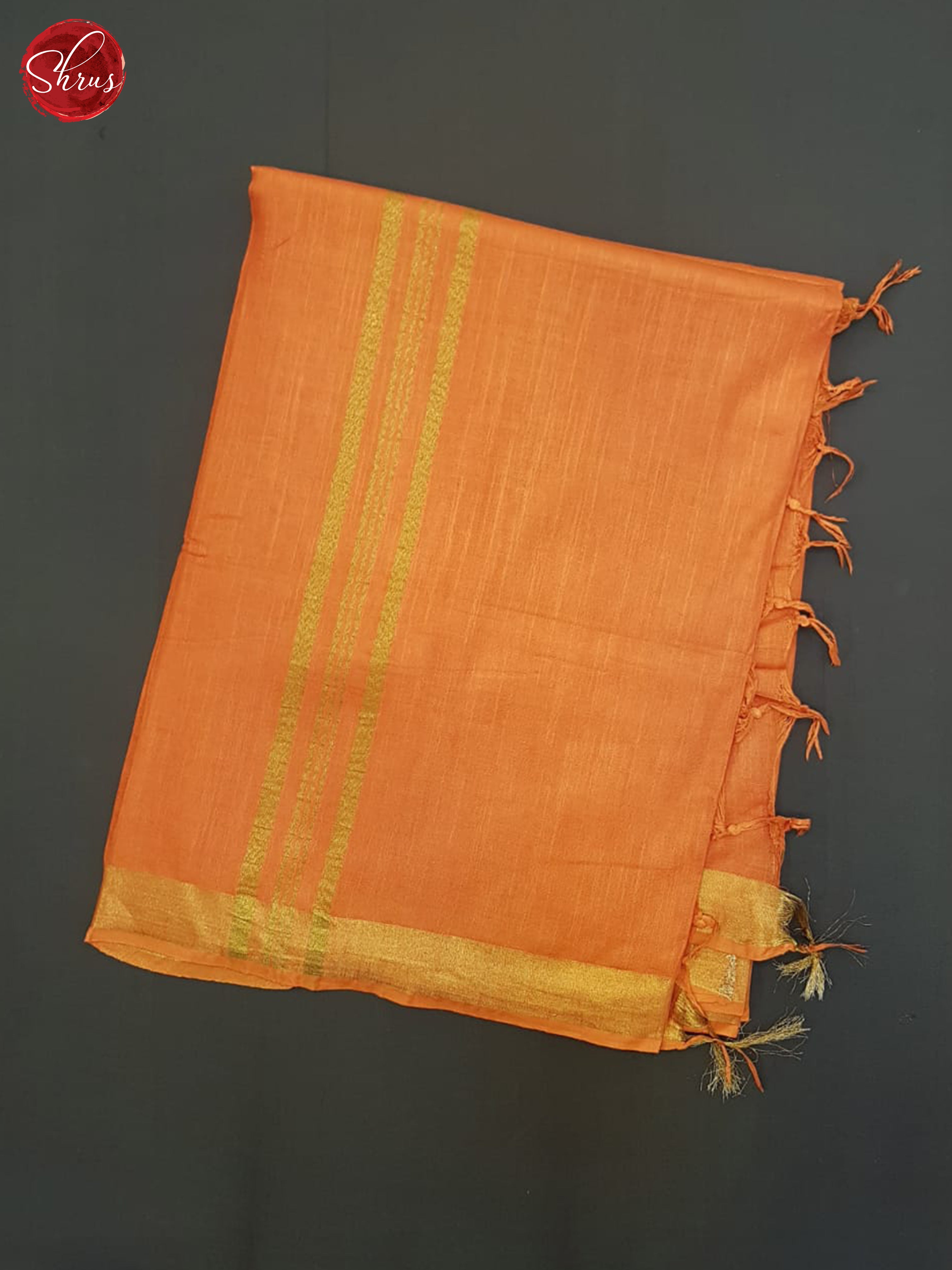 Orange(Single Tone)- Linen Cotton saree - Shop on ShrusEternity.com