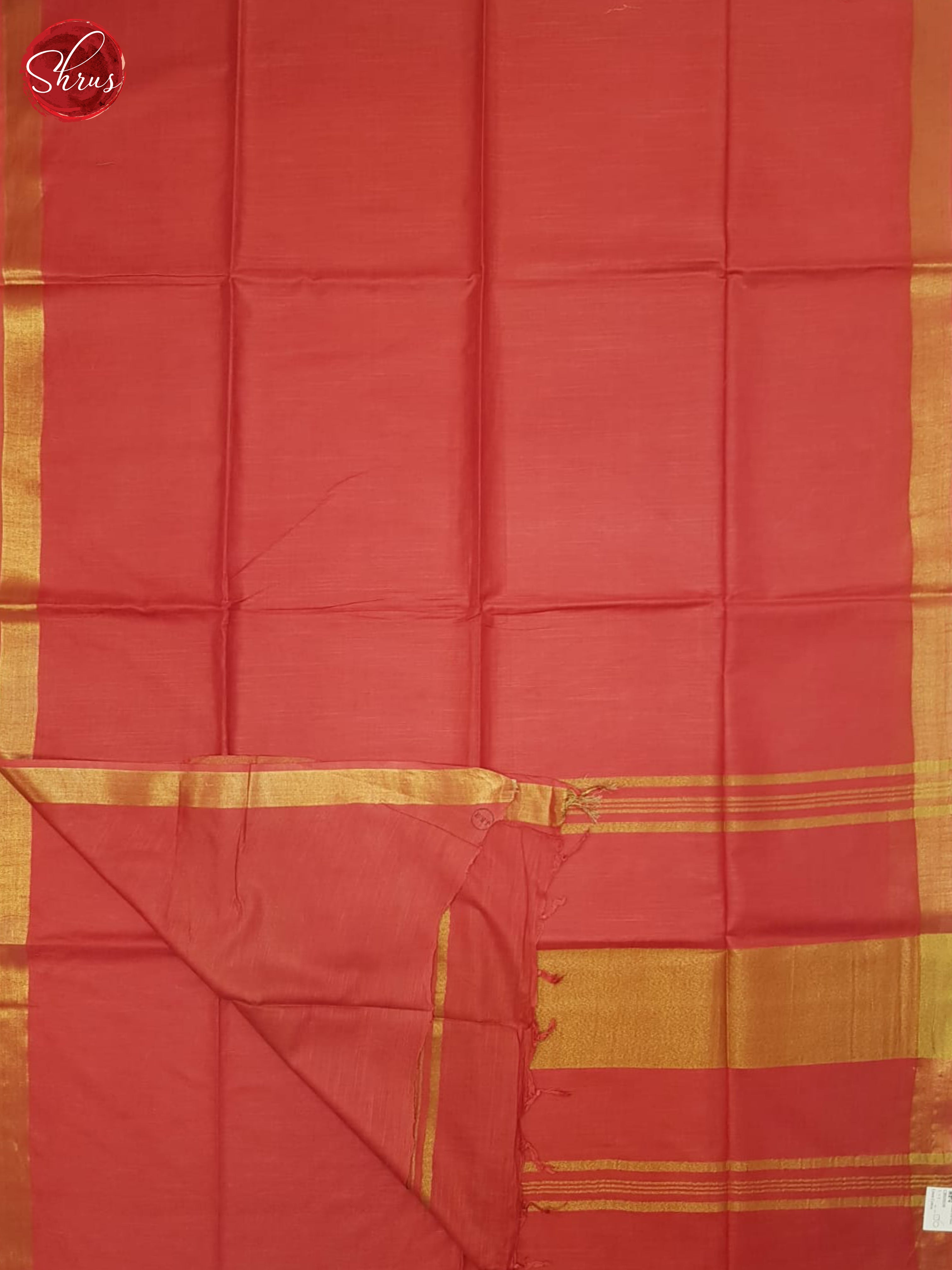 Red(Single Tone)- Linen Cotton saree - Shop on ShrusEternity.com