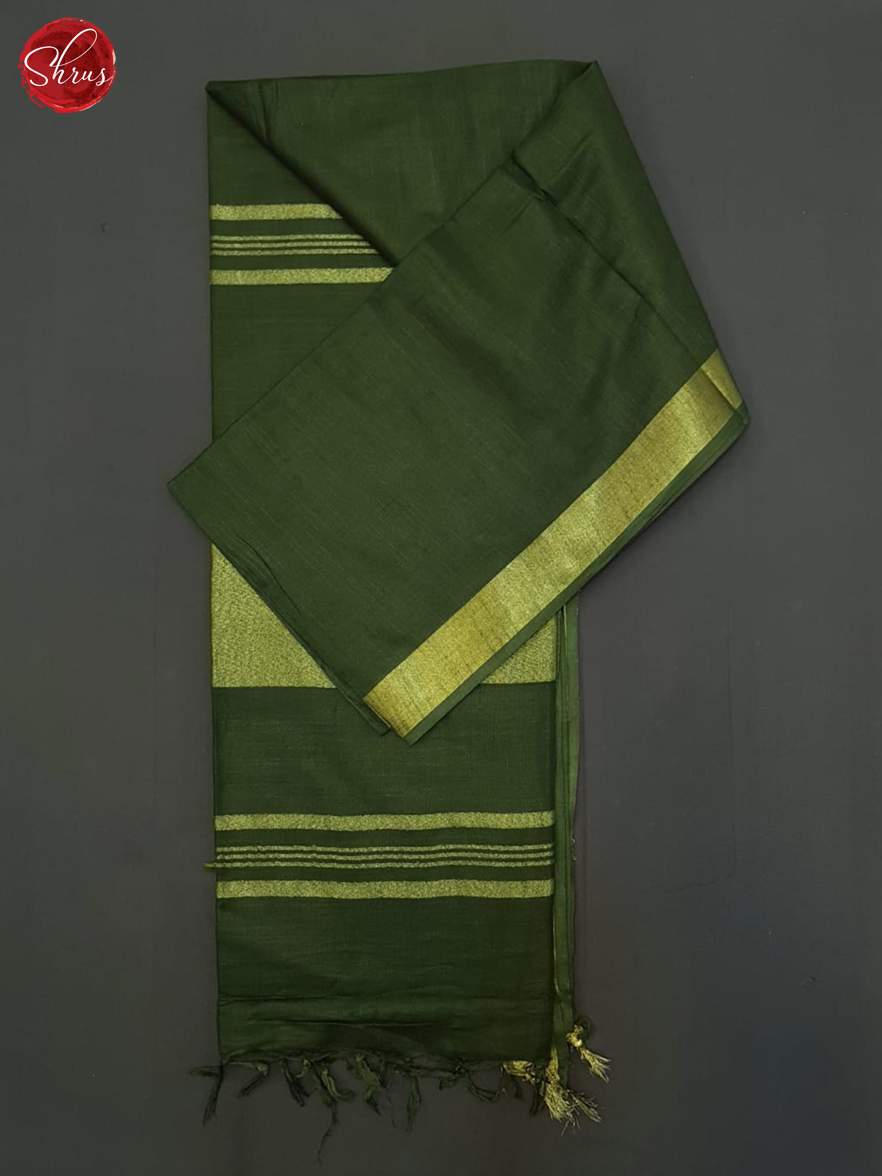 Green(Single Tone)- Linen Cotton saree - Shop on ShrusEternity.com