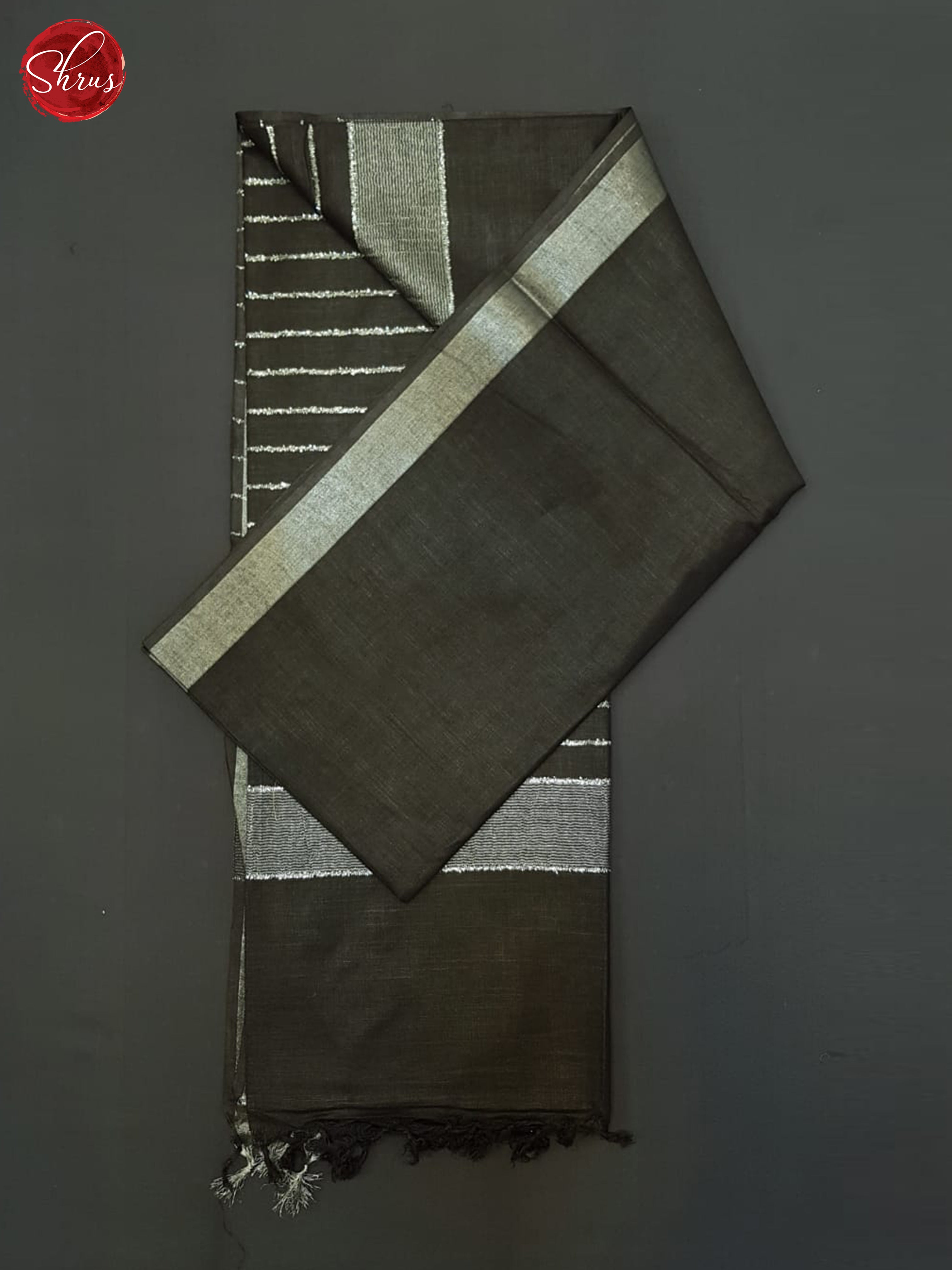 Black(Single tone)- Linen Cotton saree - Shop on ShrusEternity.com