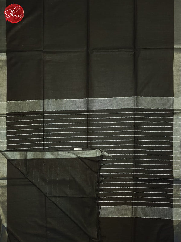 Black(Single tone)- Linen Cotton saree - Shop on ShrusEternity.com