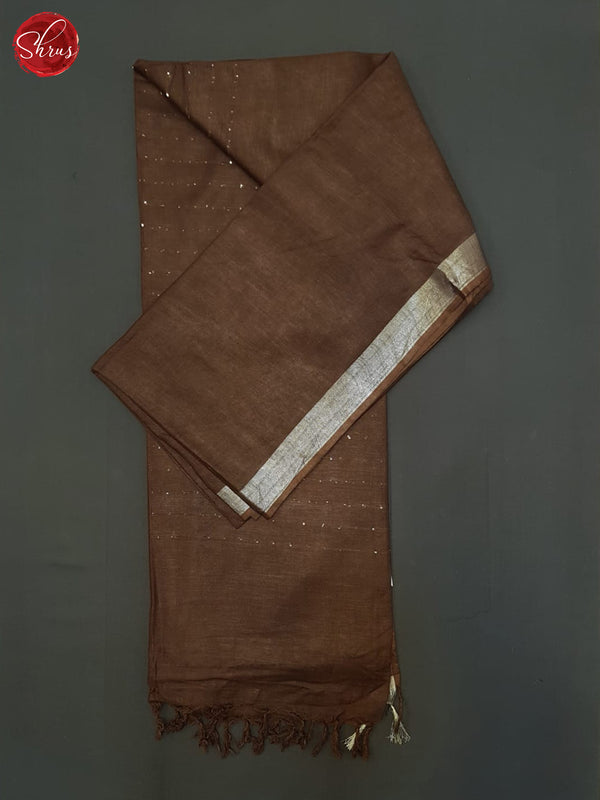 Brown(Single Tone) - Linen Cotton Saree - Shop on ShrusEternity.com