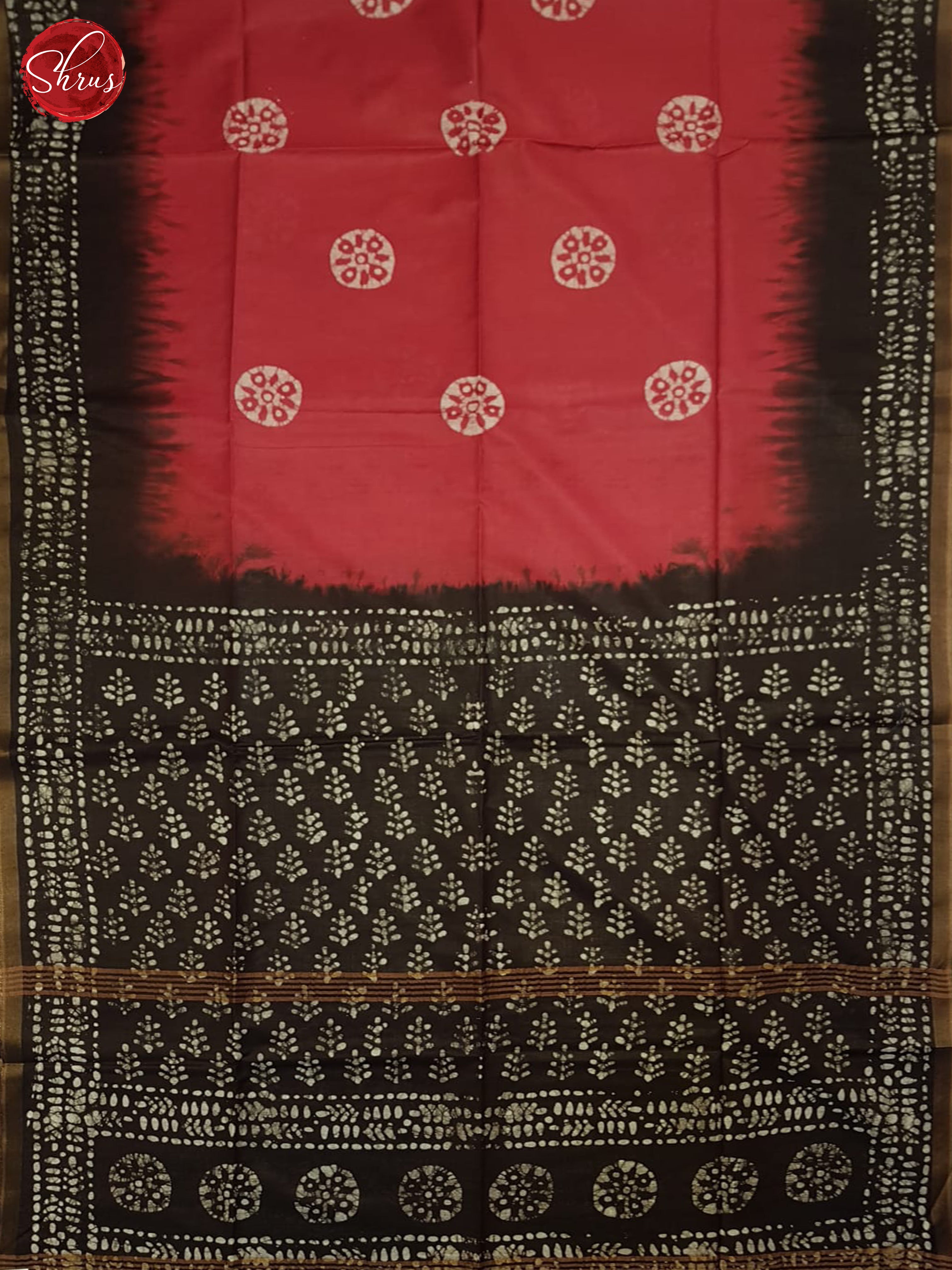 Red And Blackish Brown- Bhatik Saree - Shop on ShrusEternity.com