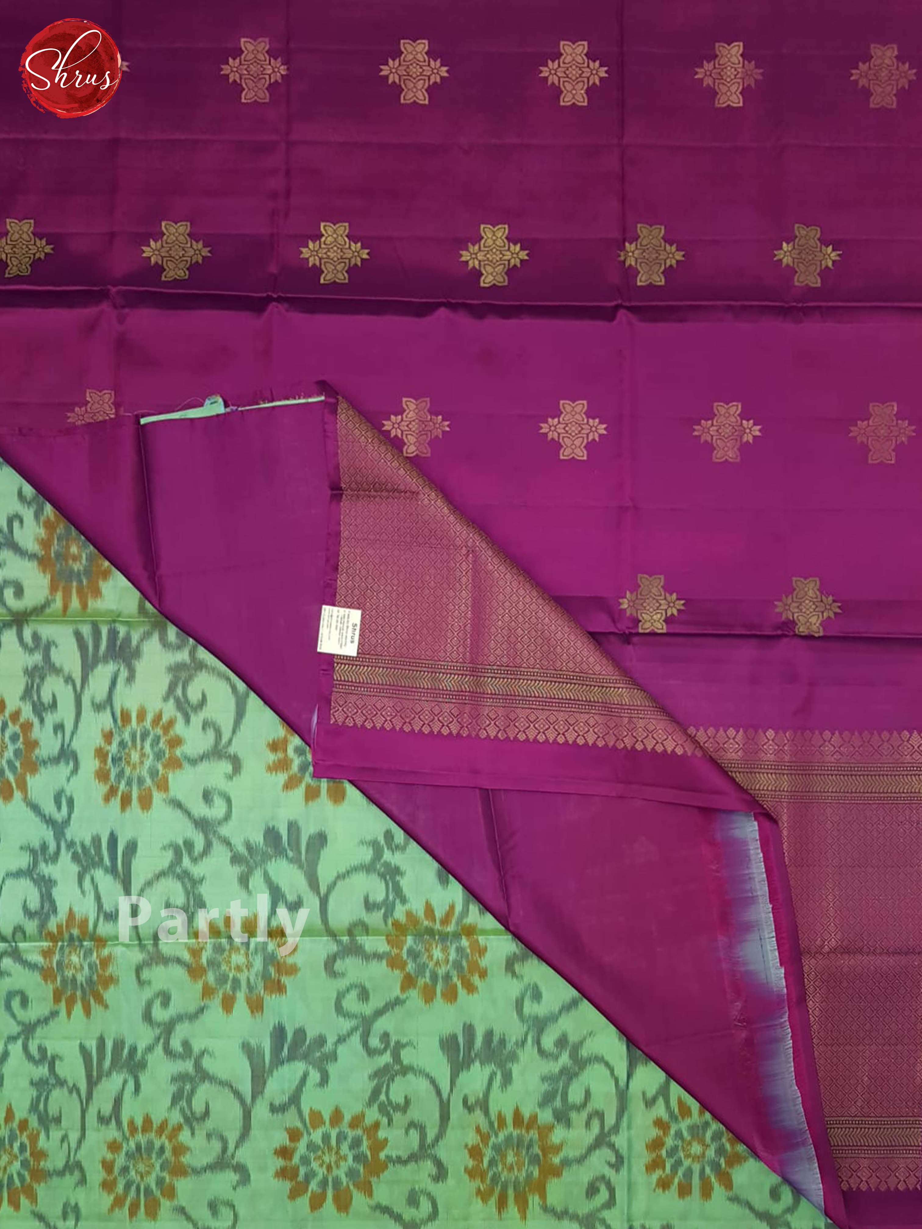 Majenta Pink And Green- Soft Silk half-pure Saree - Shop on ShrusEternity.com