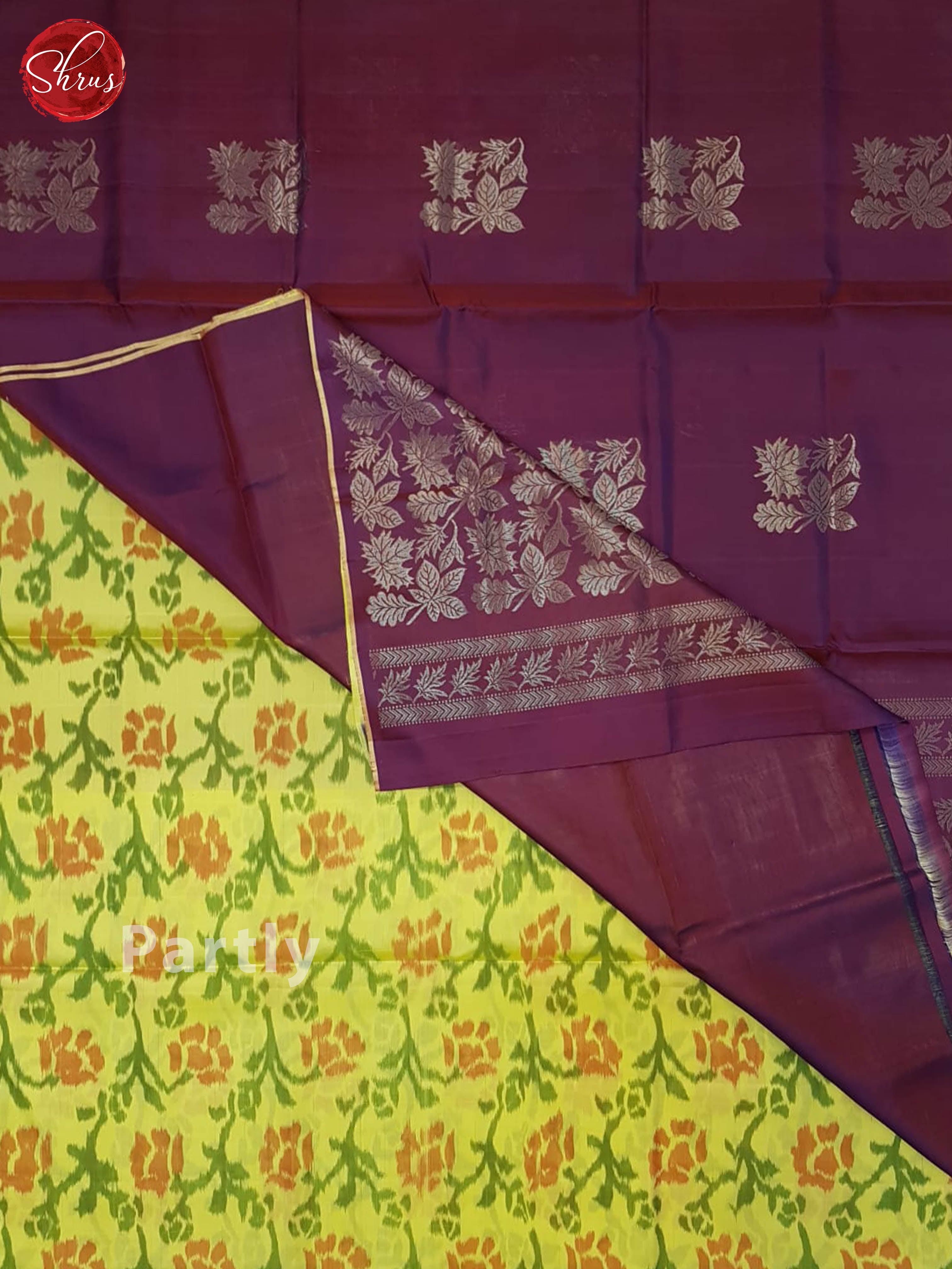 Wine And Pastel Green- Sofy Silk Half-pure Saree - Shop on ShrusEternity.com