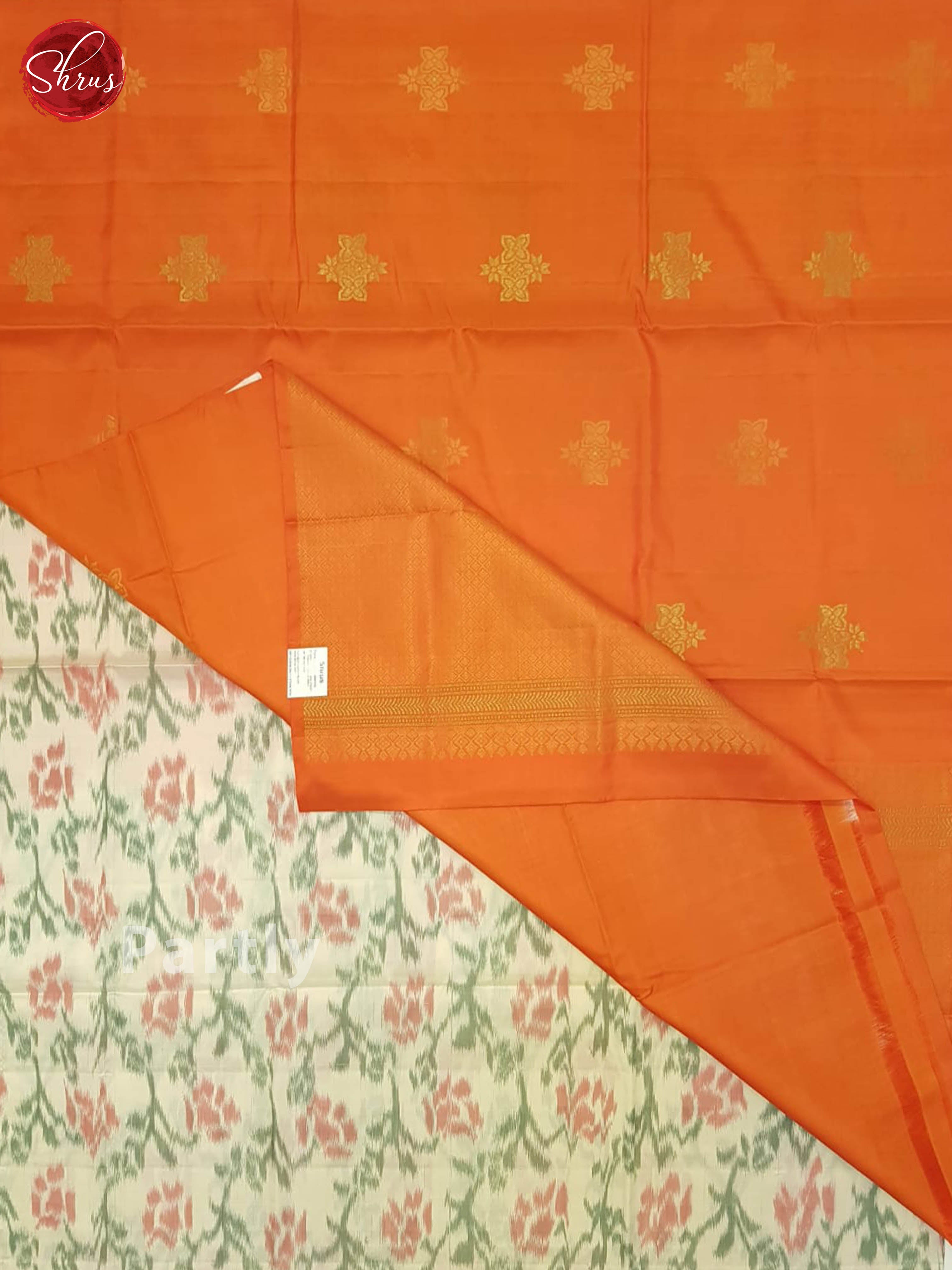 Orange And Cream- Soft Silk half-pure Saree - Shop on ShrusEternity.com