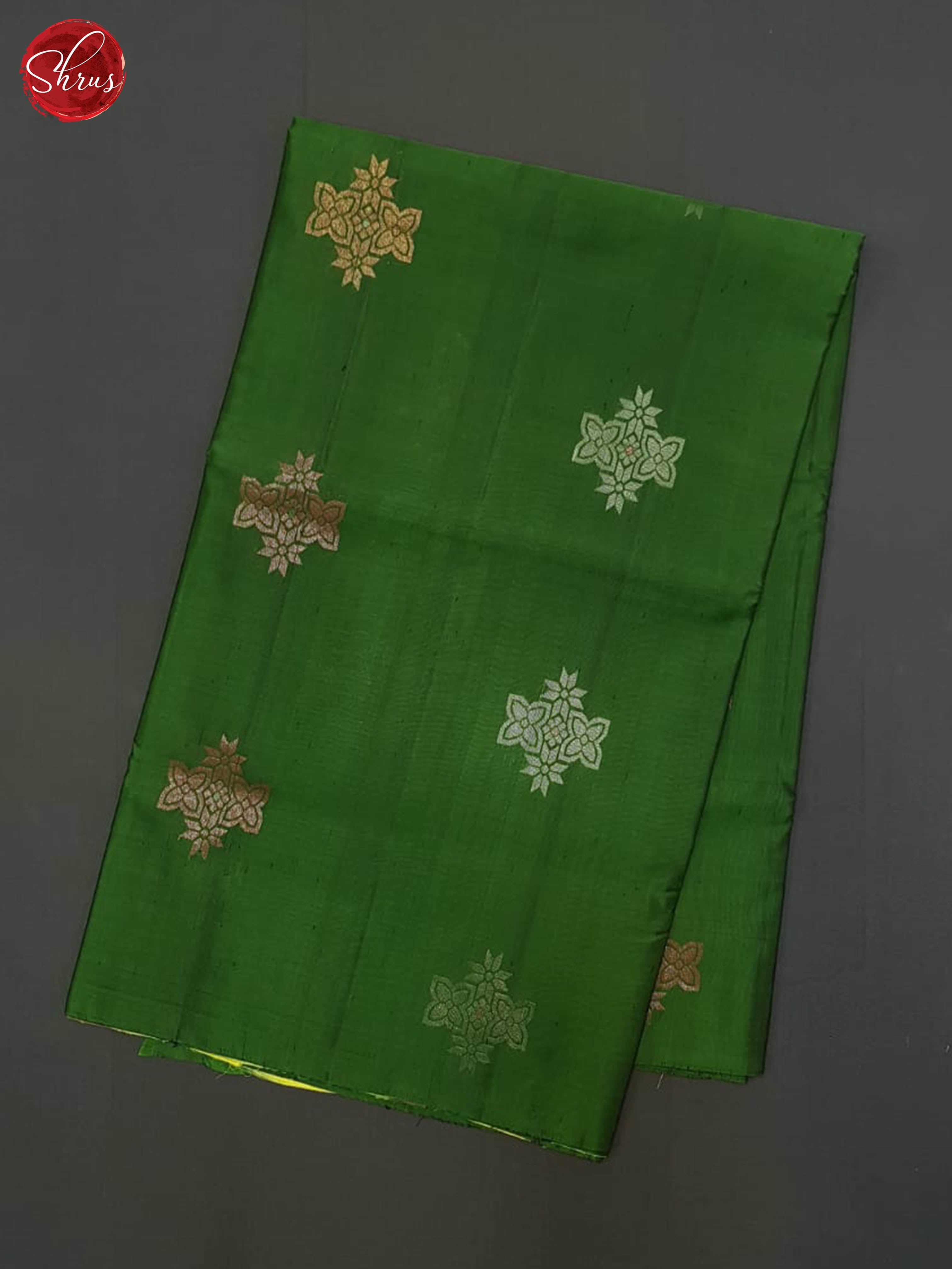 Green And Lime Yellow- Soft Silk half-pure Saree - Shop on ShrusEternity.com