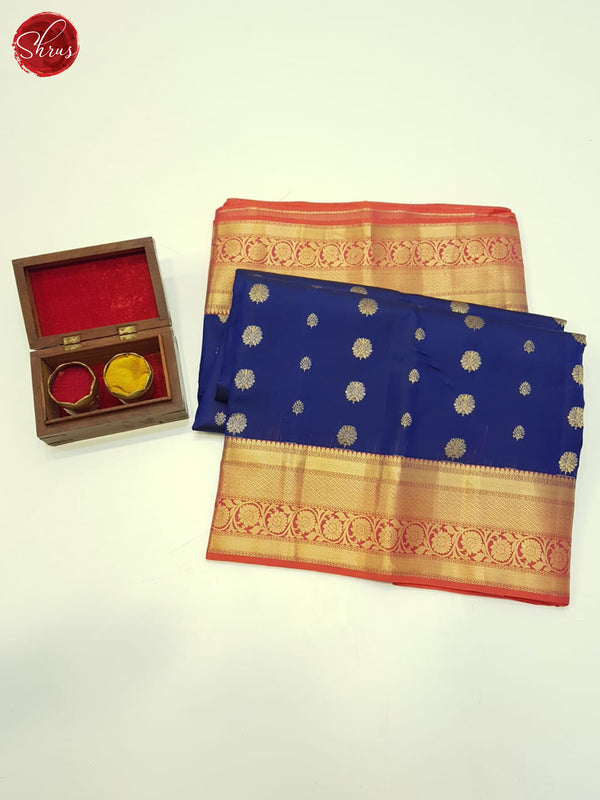 Blue and Red - Kanchipuram Silk Saree - Shop on ShrusEternity.com
