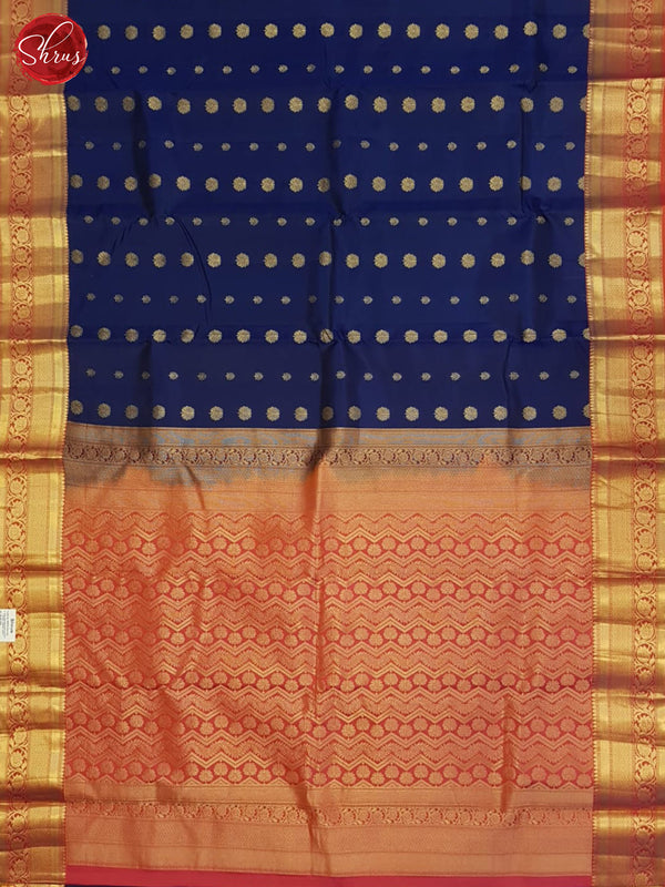 Blue and Red - Kanchipuram Silk Saree - Shop on ShrusEternity.com