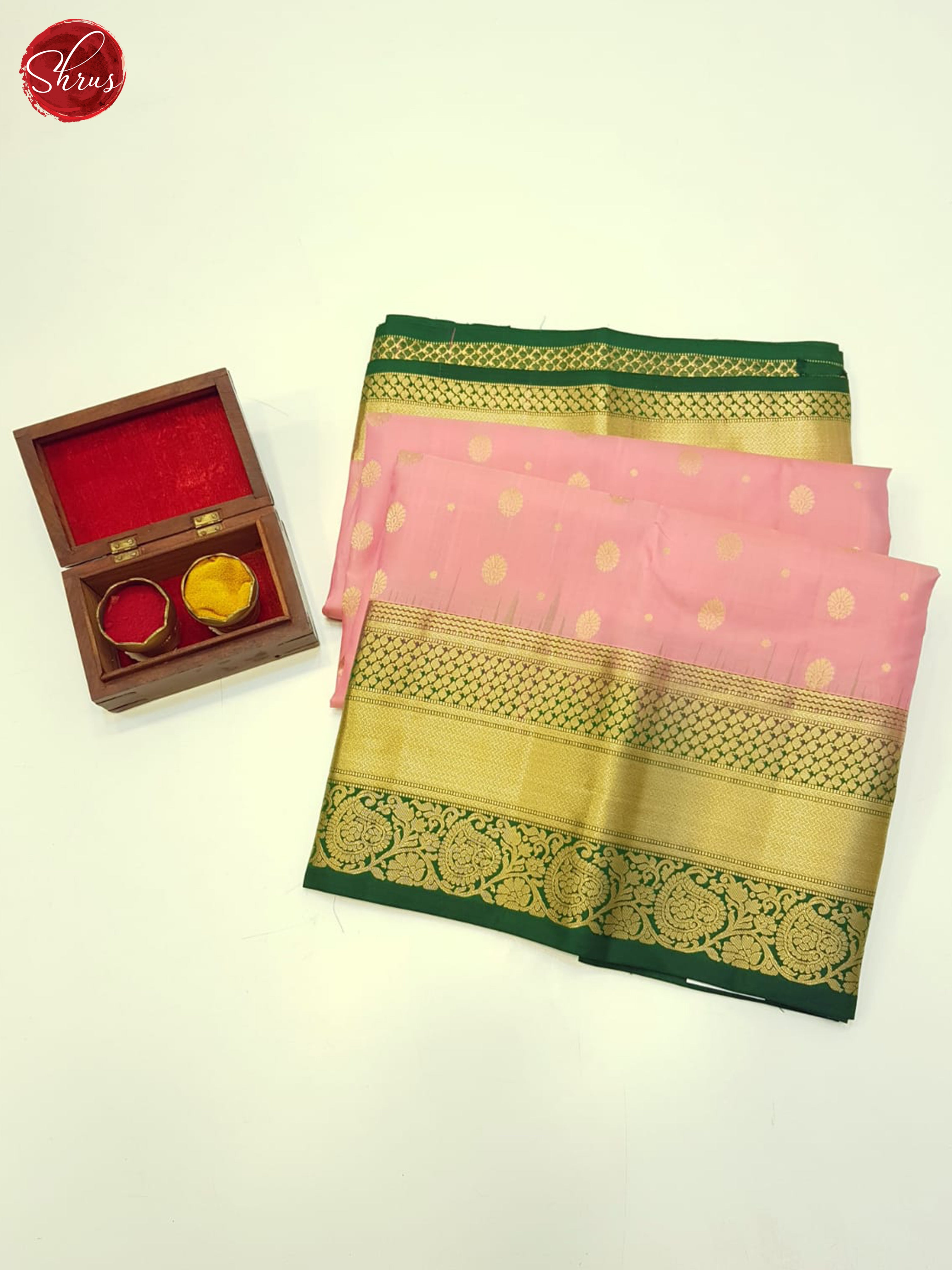 Pink & Green - Kanchipuram Silk Saree - Shop on ShrusEternity.com