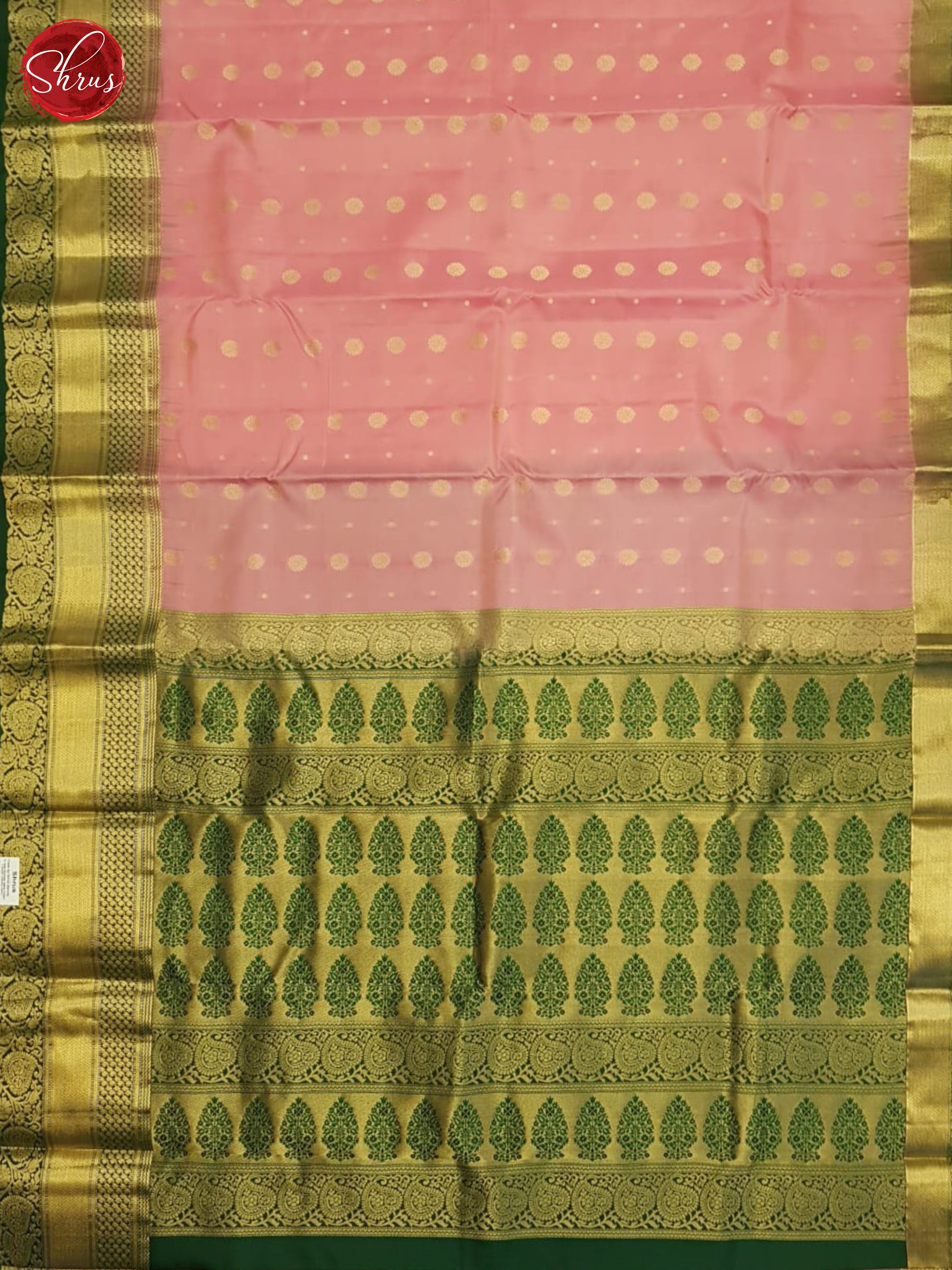 Pink & Green - Kanchipuram Silk Saree - Shop on ShrusEternity.com