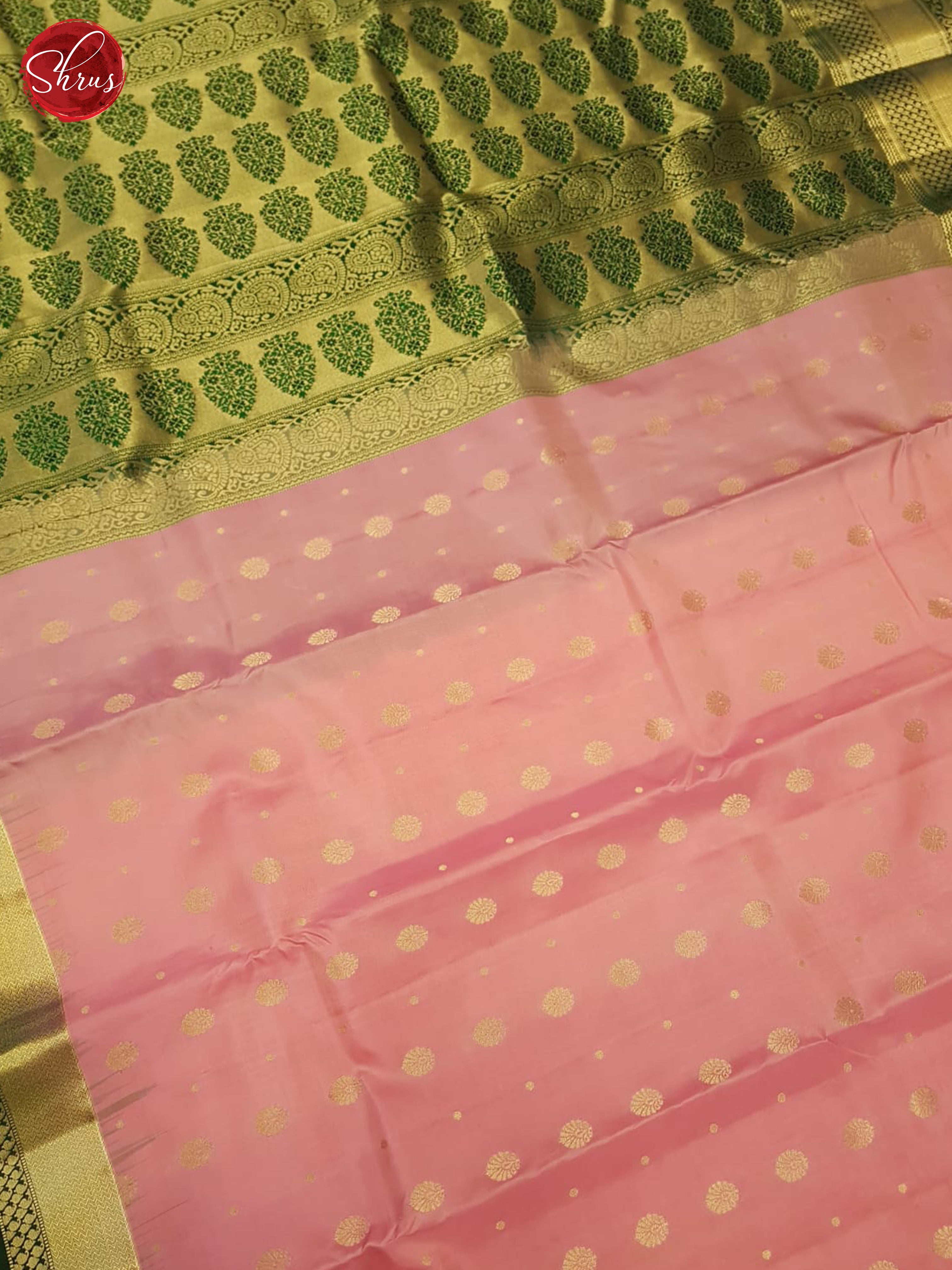 Pink & Green - Kanchipuram Silk Saree - Shop on ShrusEternity.com