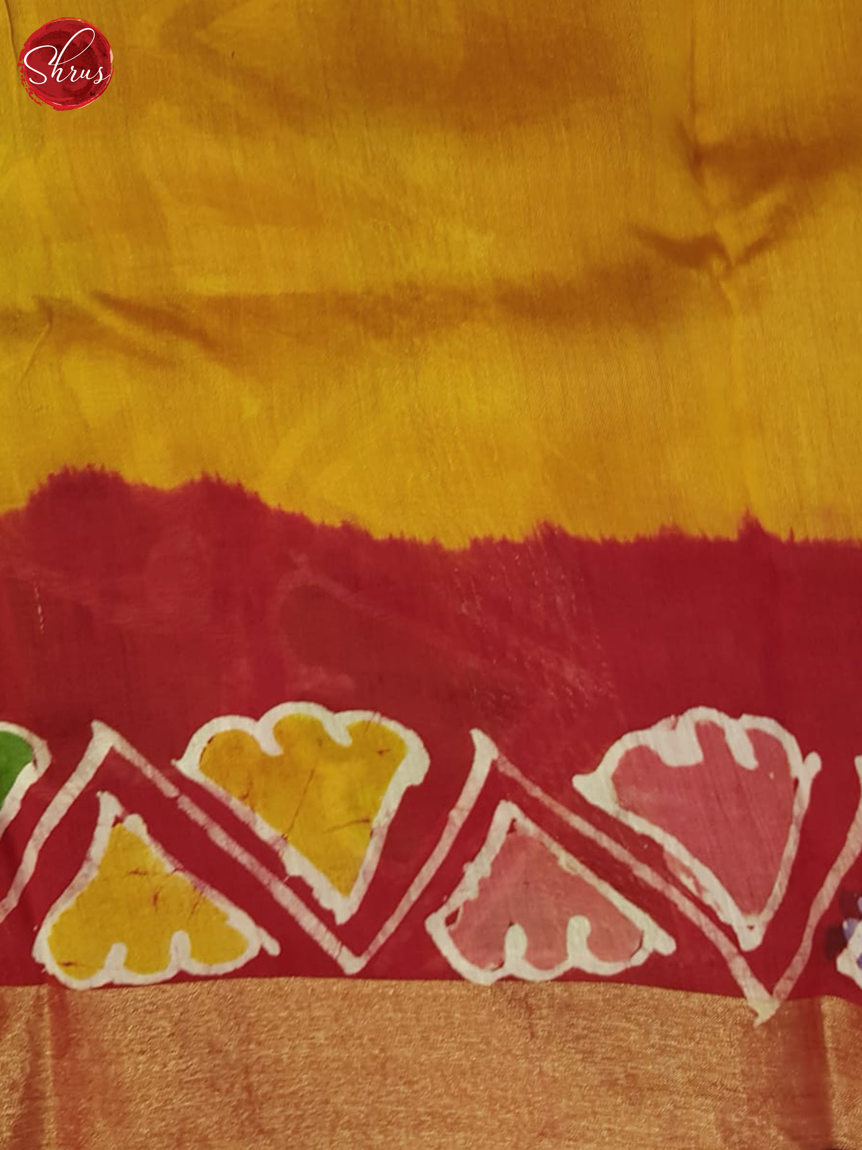 Mustard And Red- Moonga Silk Saree - Shop on ShrusEternity.com