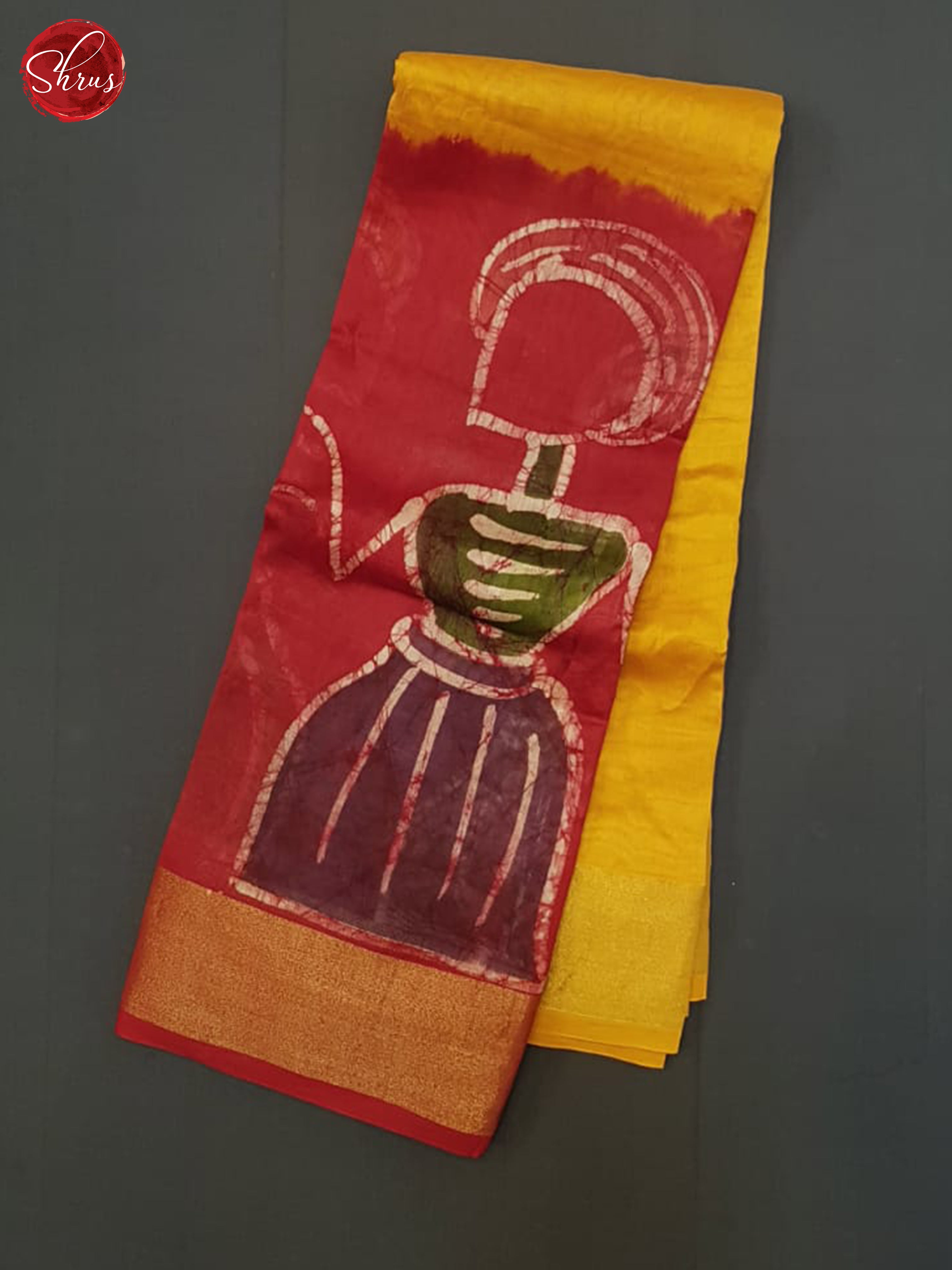 Mustard And Red- Moonga Silk Saree - Shop on ShrusEternity.com