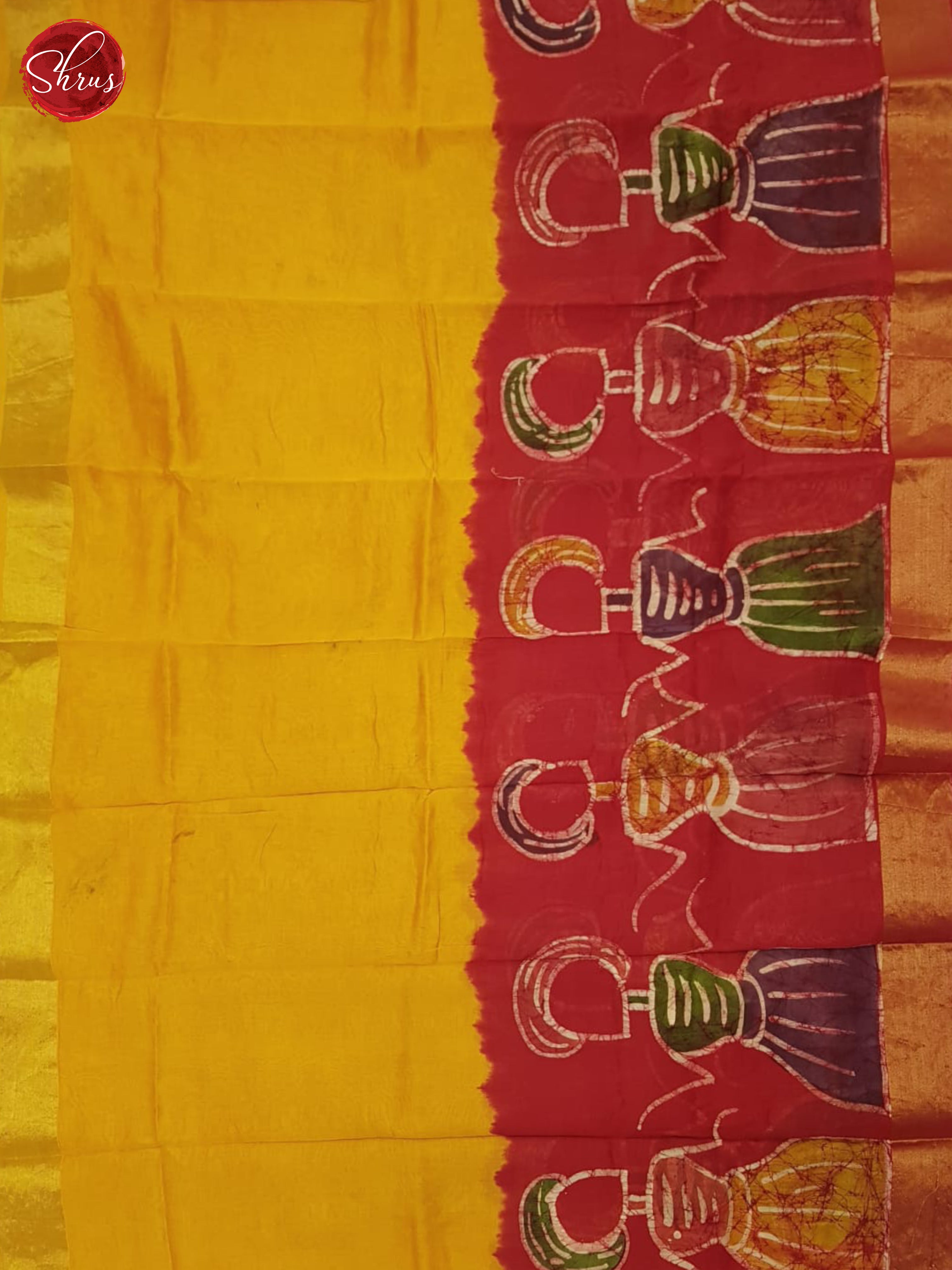 Mustard And Red- Moonga Silk Saree - Shop on ShrusEternity.com