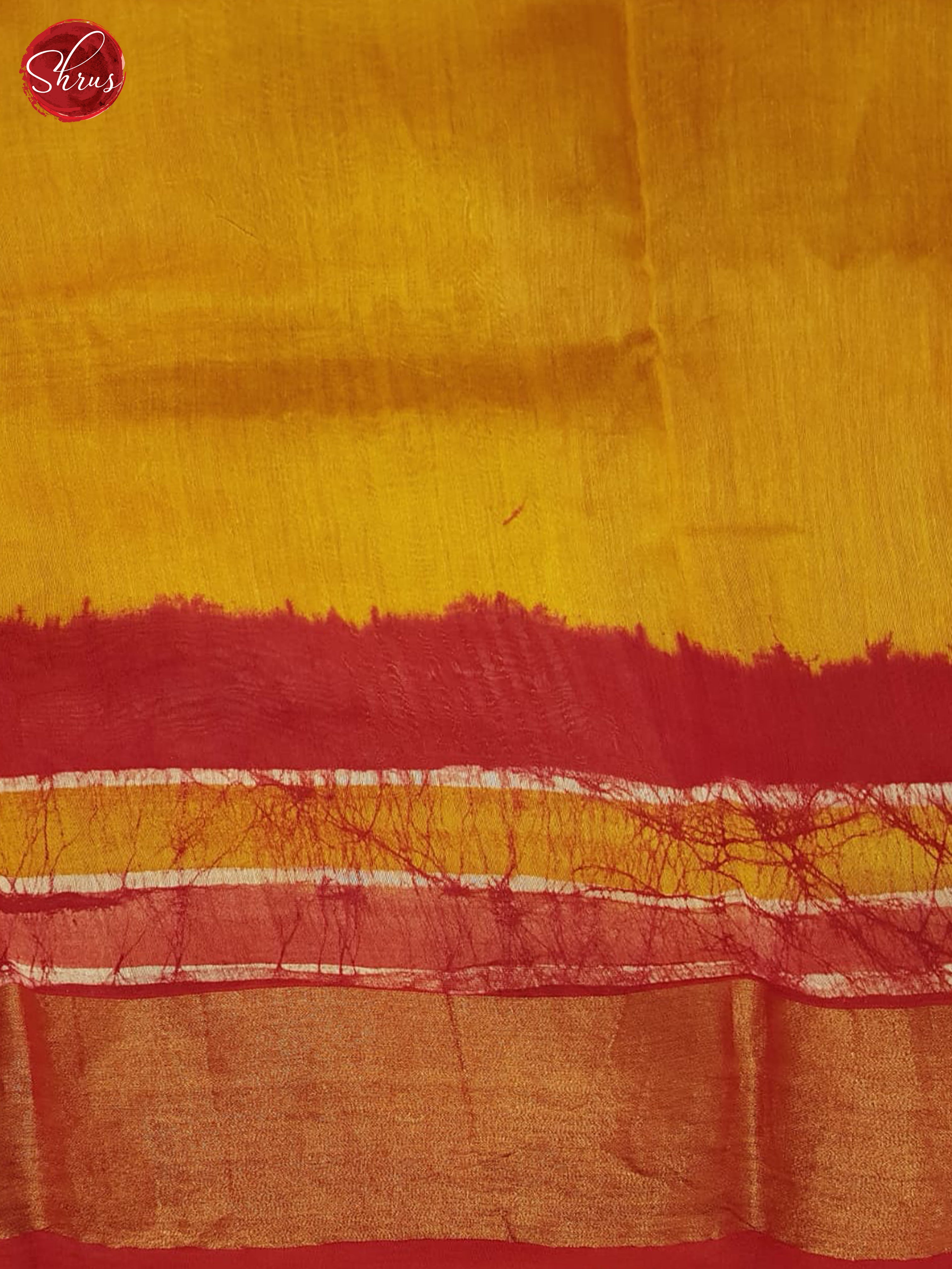 Mustard And Red- Moonga Silk Saree - Shop on ShrusEternity.com