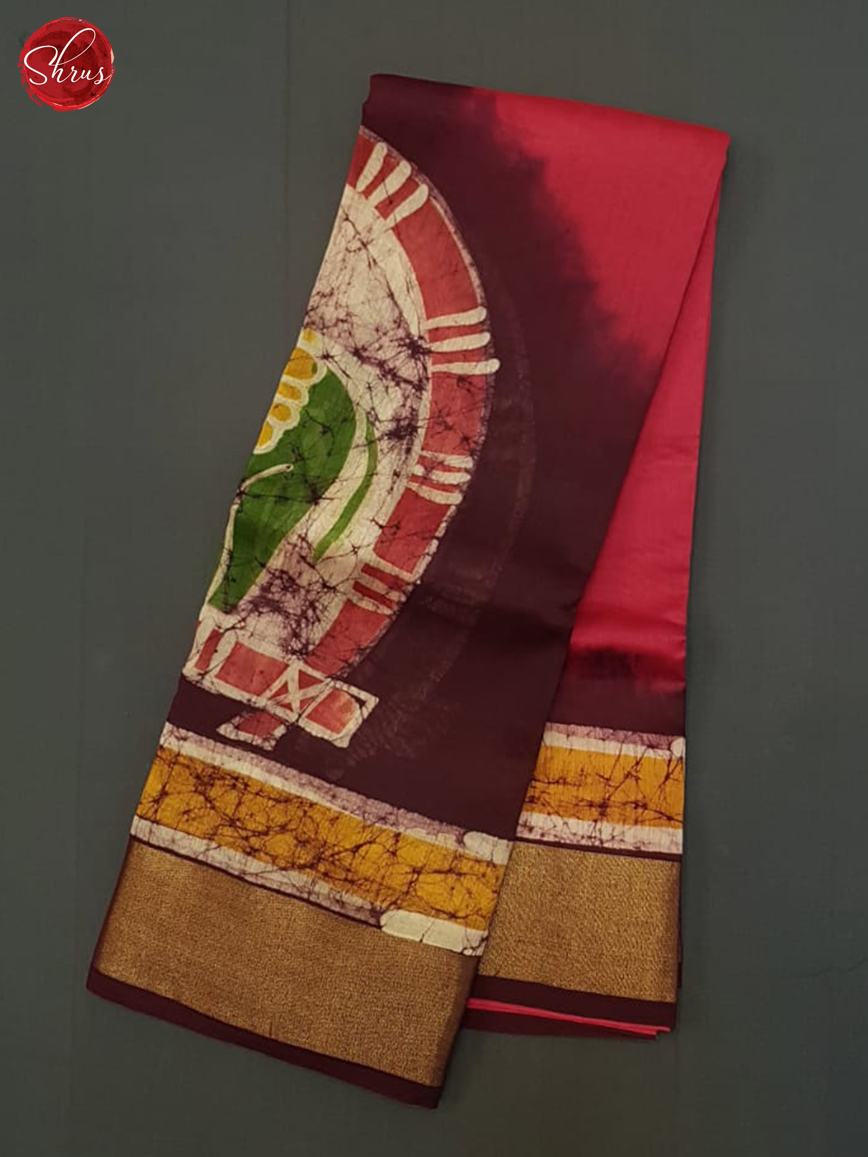 Pink And Deep Wine- Moonga Silk Saree - Shop on ShrusEternity.com