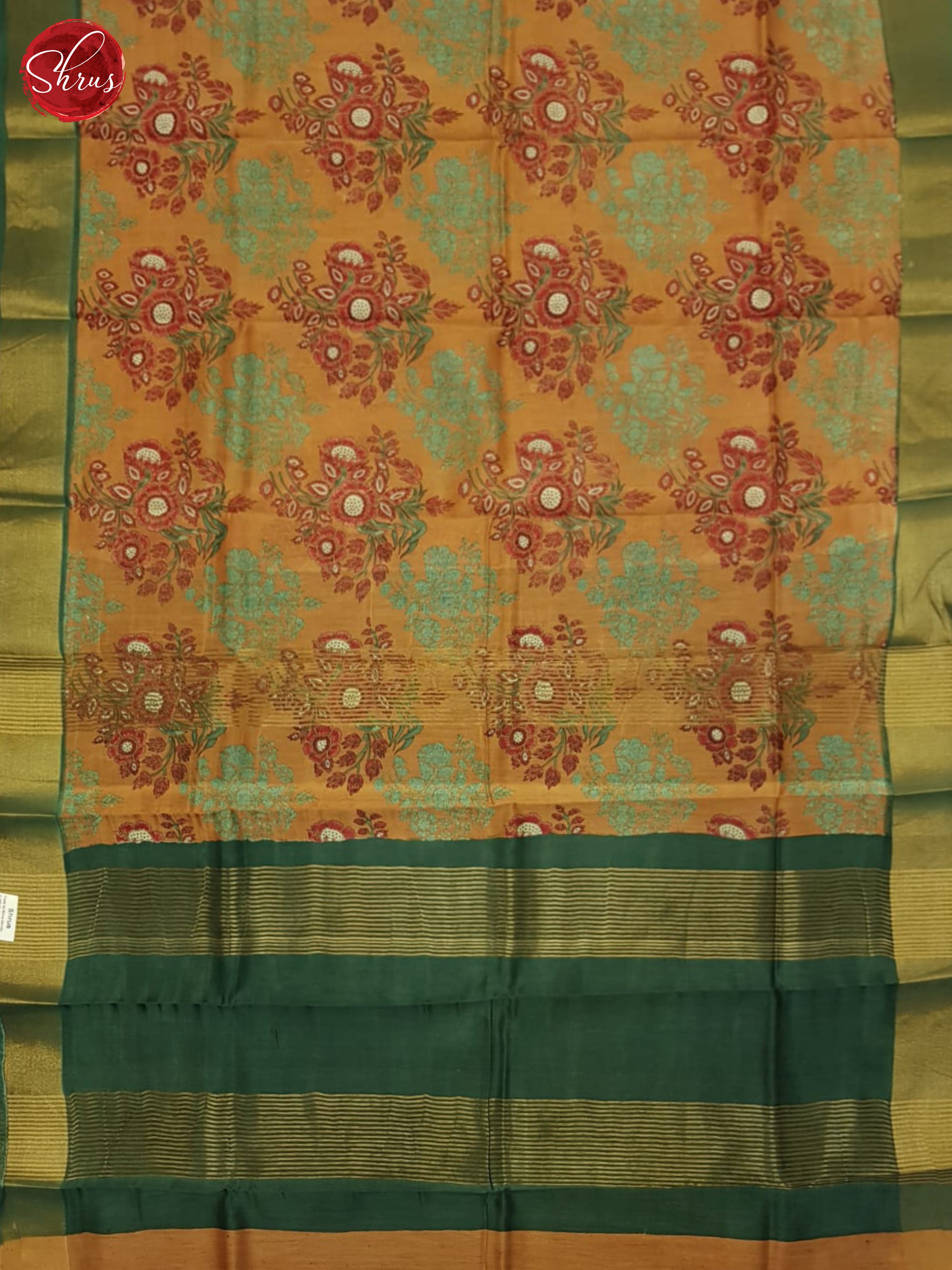 Orange And Green- Moonga Silk Saree - Shop on ShrusEternity.com