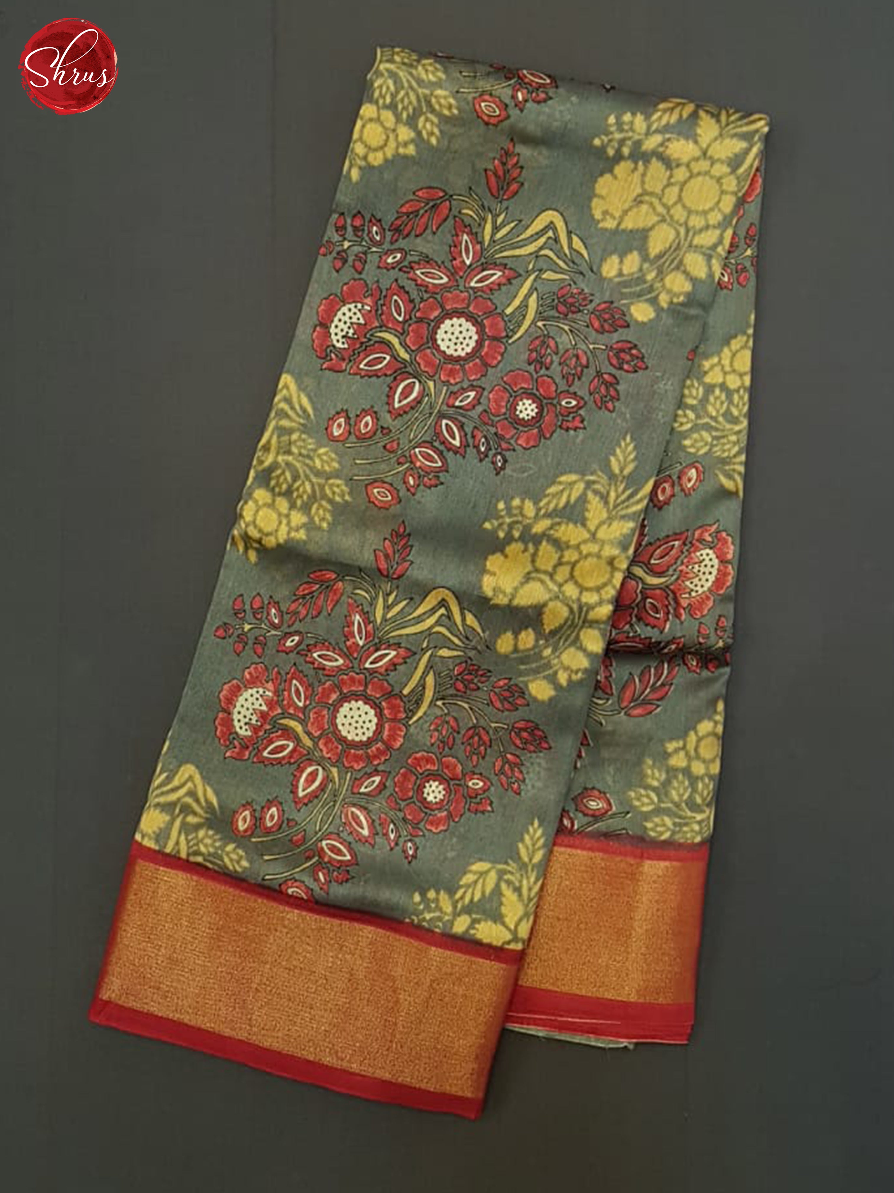 Grey And Red- Moonga Silk Saree - Shop on ShrusEternity.com