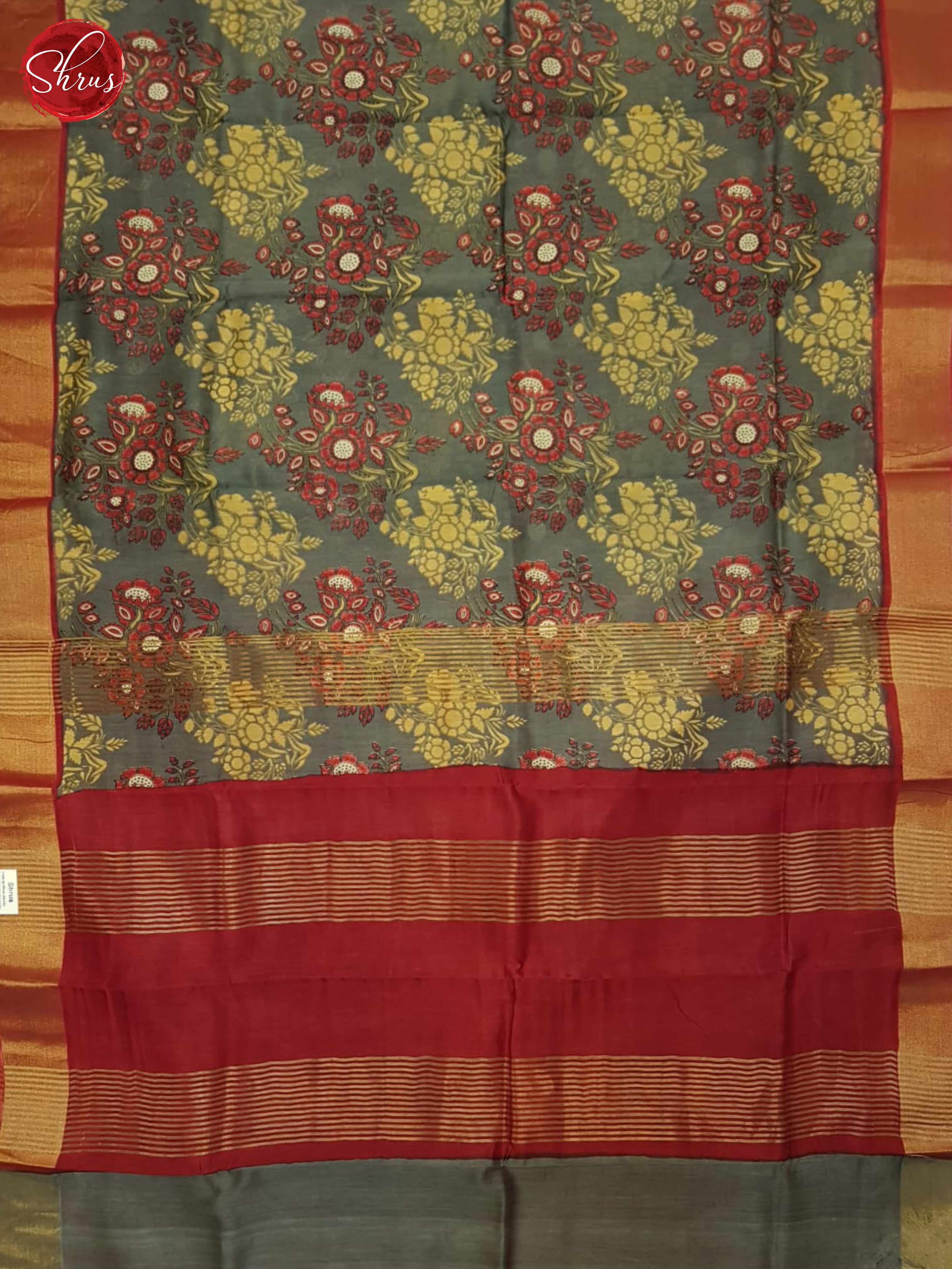 Grey And Red- Moonga Silk Saree - Shop on ShrusEternity.com